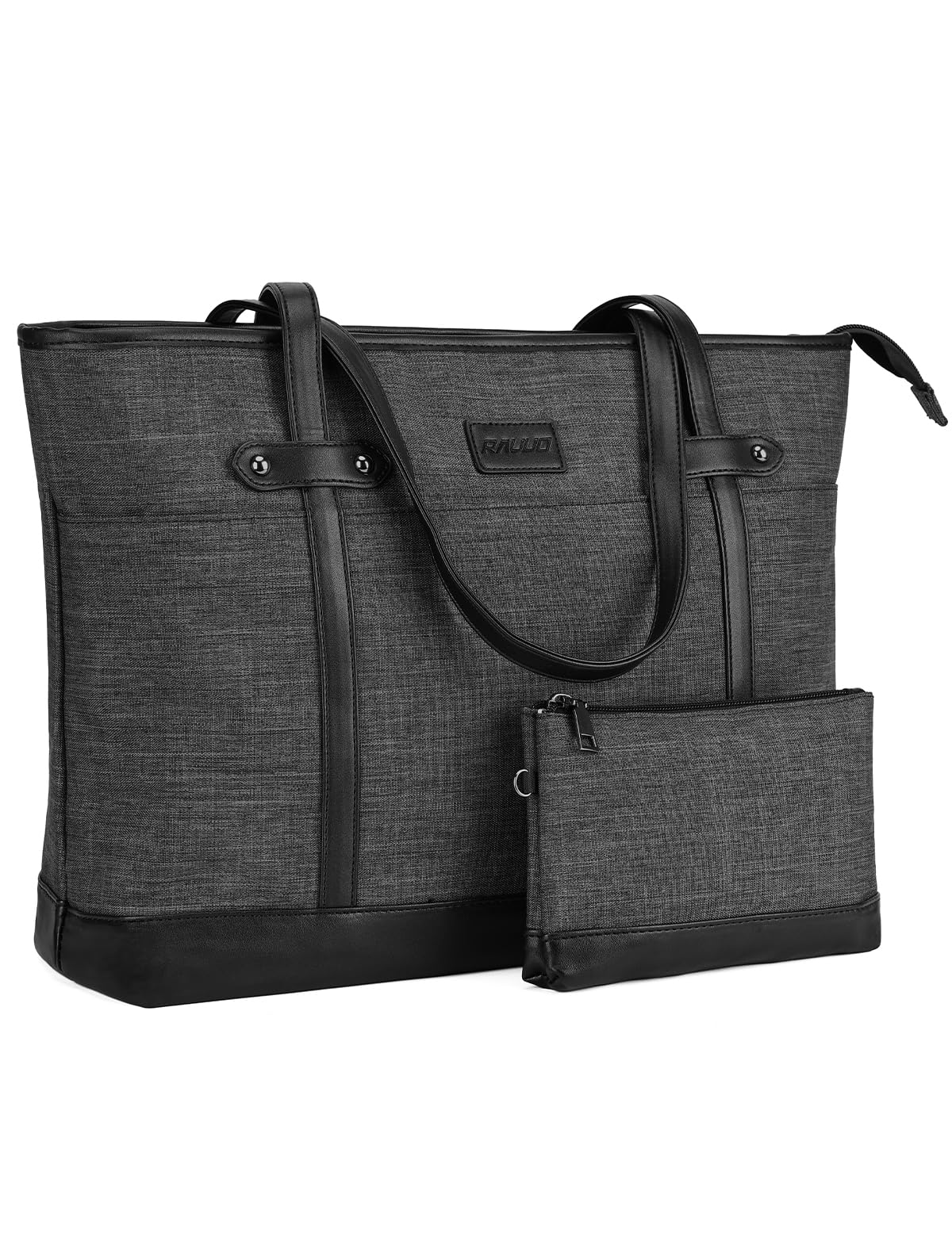 RAVUO Borsa Donna Grande, Elegante Laptop Tote Bag Università Borsa Lavoro Porta PC 15,6 Pollici Borse Tracolla Porta Business Ufficio Nera