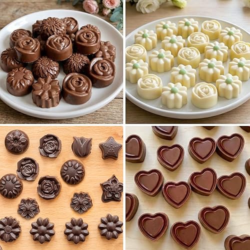 Miniatura 5 de Juego de 6 moldes de silicona para chocolate, moldes antiadherentes de grado alimenticio, moldes de cocina para chocolate, dulces, gelatina,