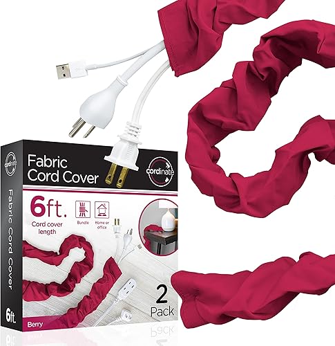 Miniatura 13 de Cordinate Cubierta de tela para cables, 6 pies, oculta cables, ideal para lámparas, luminarias y escritorios, gestión de cables, fácil instalación,