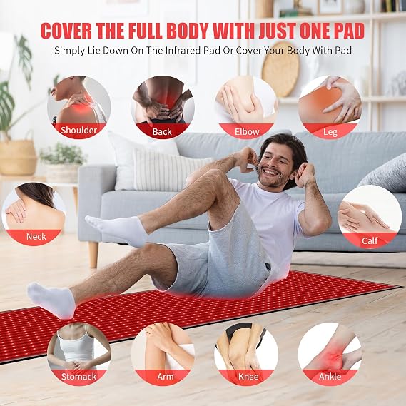 Red Light Therapy Mat for Body Pain Relief,Red Light Therapy Blanket 1280 LEDs Red Near Infrared 660nm 850nm Full Body Pad, 71x 31 Large Red Light Therapy Pad