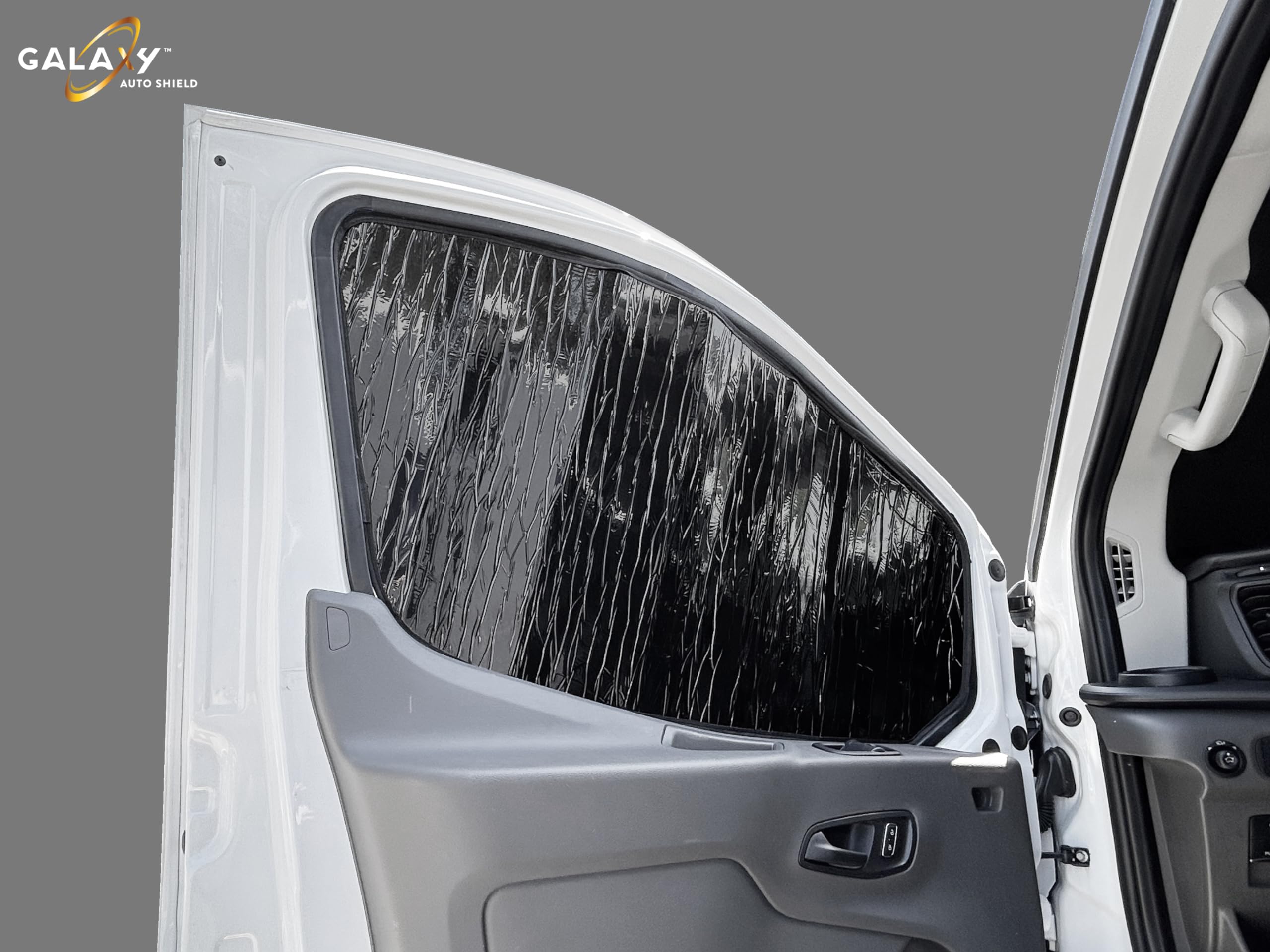 Custom Fit Front Side (2pcs) Sunshades for 2015 2016 2017 2018 2019 2020 2021 2022 2023 2024 2025 Ford Transit Van (NOT for E-Transit), Insulated Privacy Accessories UV Reflector - Mid/High Roof Only