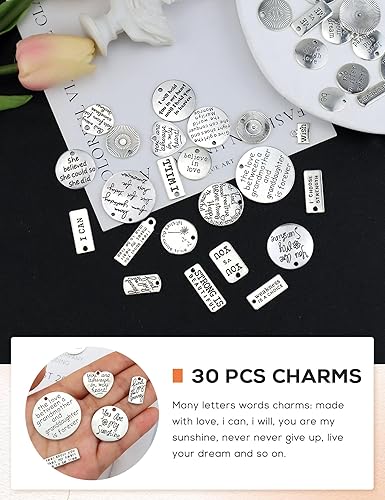 Miniatura 3 de JIALEEY Dijes motivacionales, al por mayor, lotes a granel, colgantes de mensaje inspirador para manualidades, accesorios para hacer joyas,