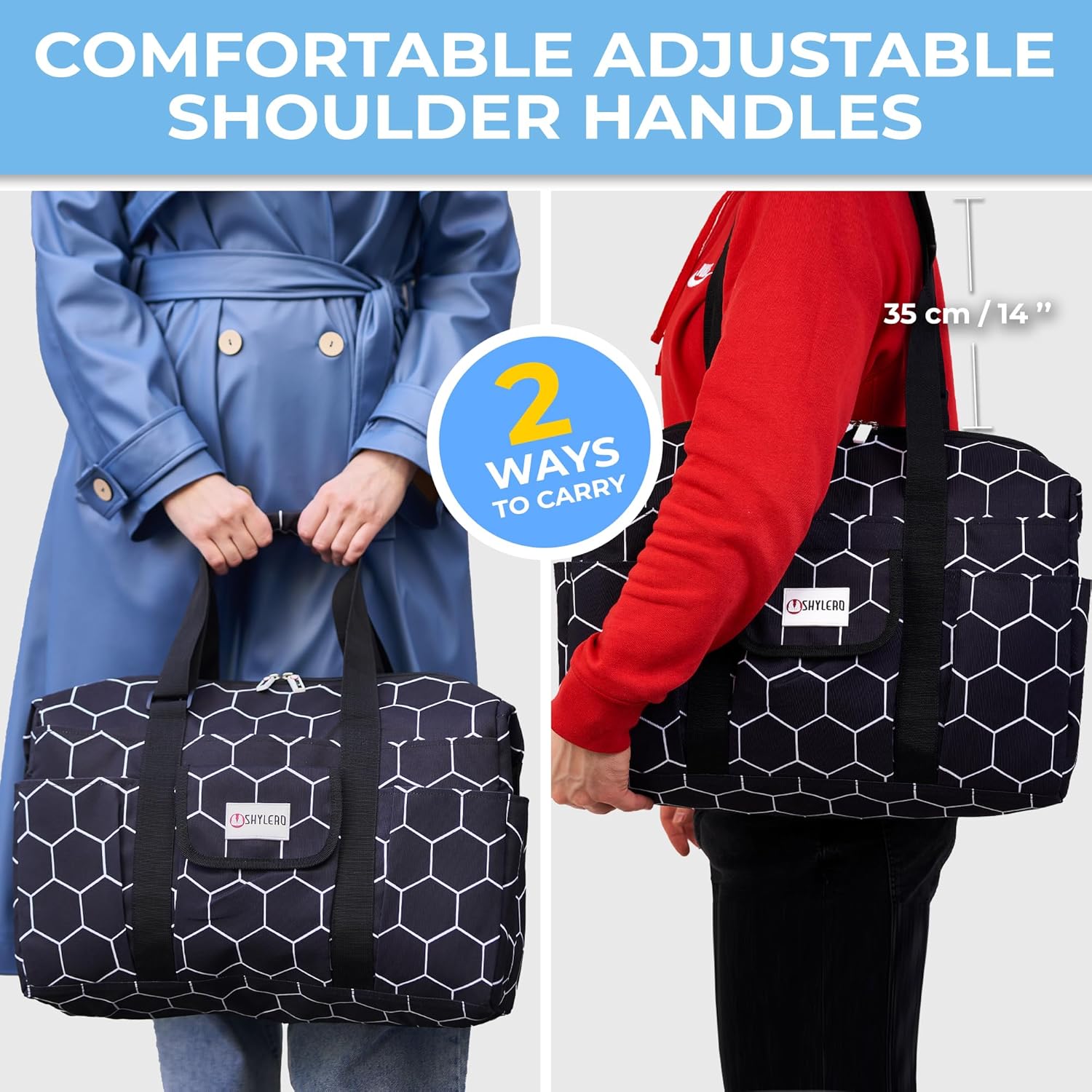 Nurse Bag and Utility Tote | Waterproof | Top YKK® Zip | L18" x H14" x W7" (46x18x36cm) | Solid Black - Image 6