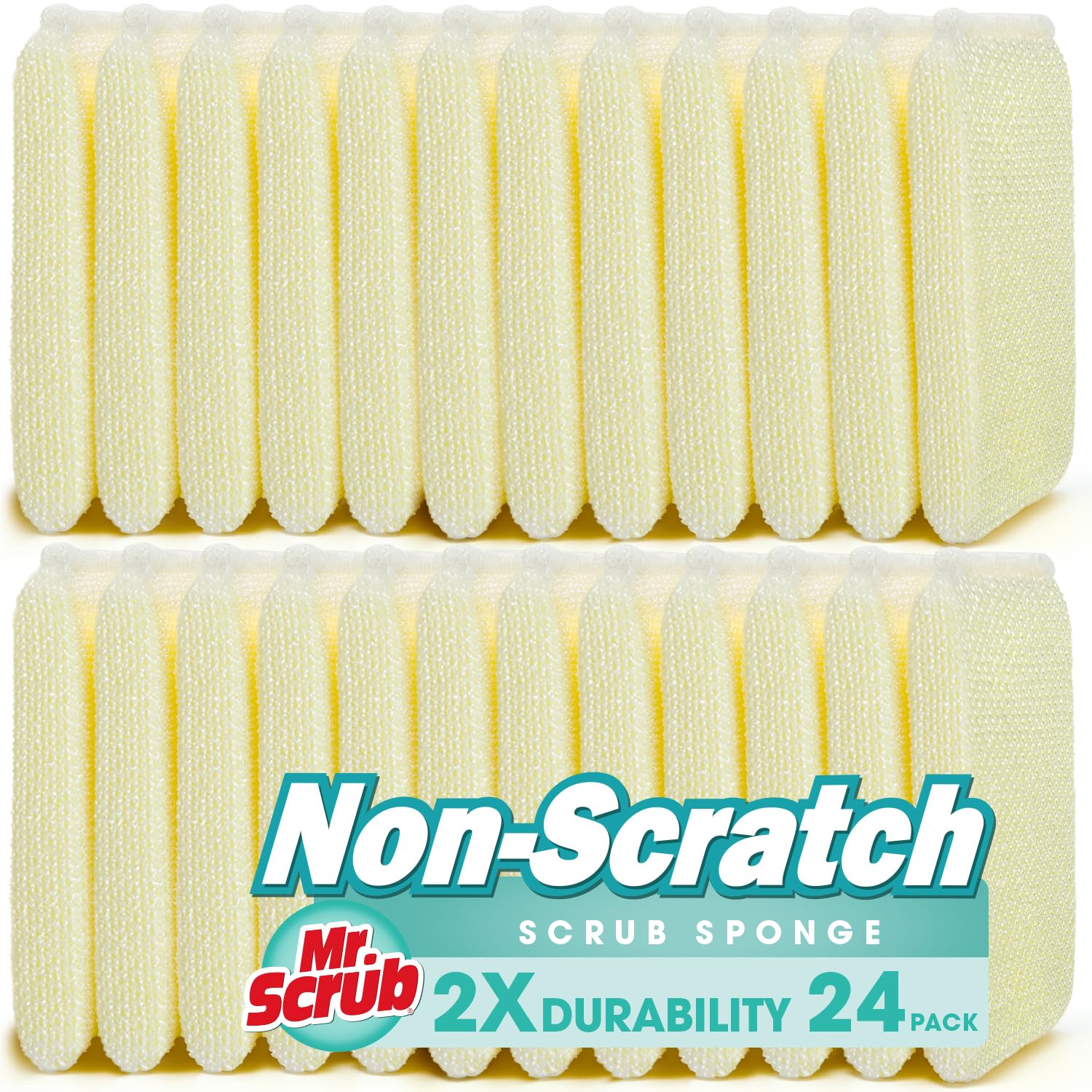 Sponges Kitchen Scrub Dish Sponge Scouring Pad, 24 Pads Cleaning Brush Dishwasher Soap Supplies, Dishwashing Dinnerware Towels Sink Pan Pot Cloth Rags Holder Bathroom Bathtub