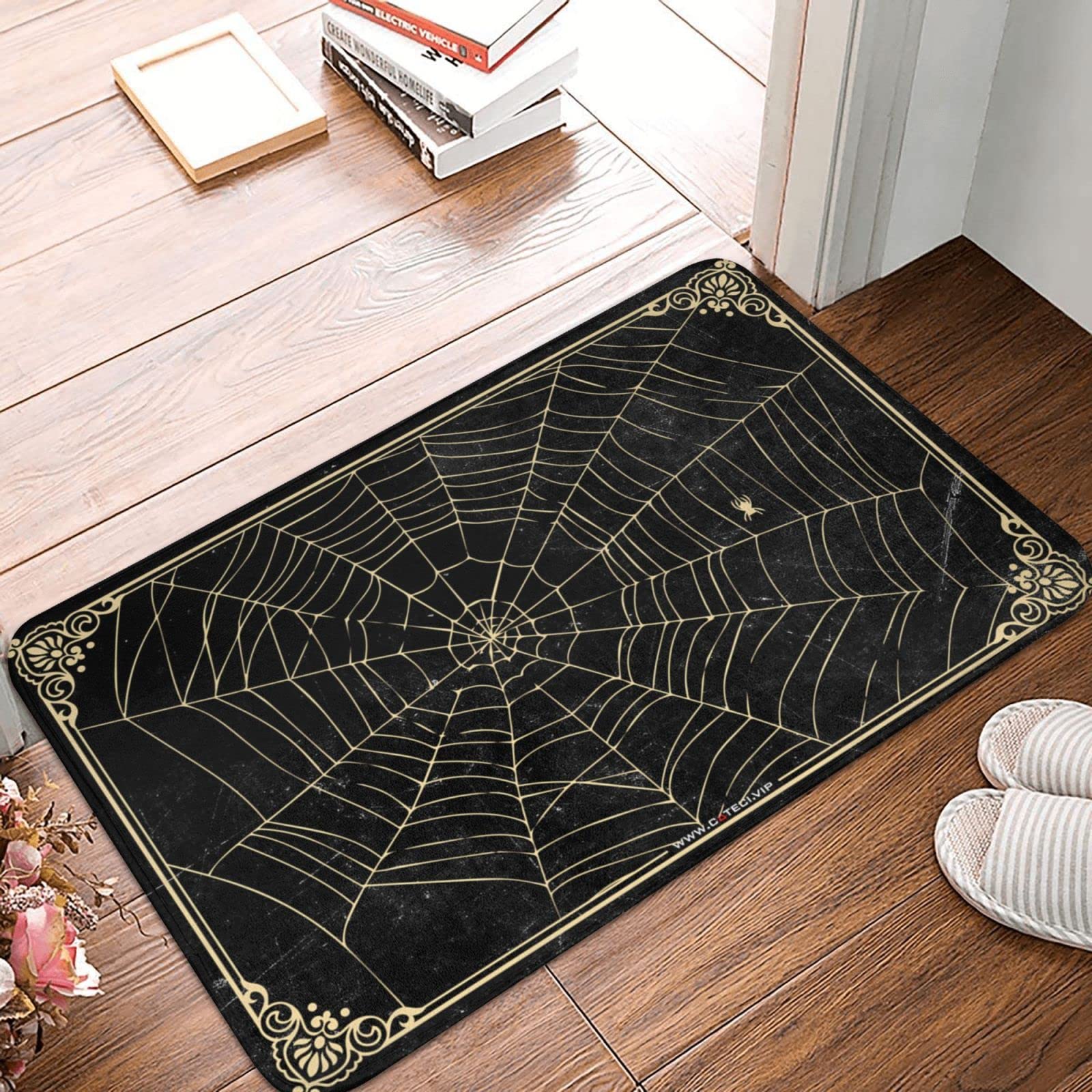 Tapis de porte d'entrée gothique araignée 65x90 cm pour l'intérieur et l'extérieur d'une maison