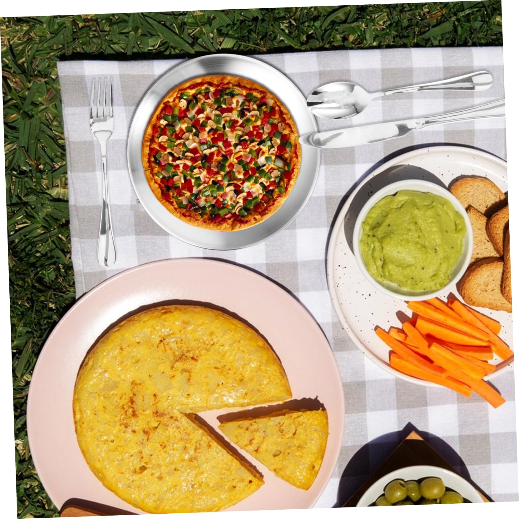 INOOMP Set Di Posate Da Campeggio in Acciaio Inossidabile 10 Pezzi Kit Di Utensili Da Picnic Utensili Da Cucina Portatili Per Escursionismo Barbecue Borsa Portaoggetti Allaperto