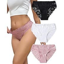 everjoys Lace Panties for Women, Full Sexy Coverage Hipster Underwear, Soft Breathable Briefs, 3-Pack,S-XXL