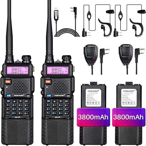 TIDRADIO Radio GM-5R GMRS, radio bidireccional GMRS repetidor con batería de 3800 mAh, receptor de escaneo de doble banda y radio de mano GMRS NOAA