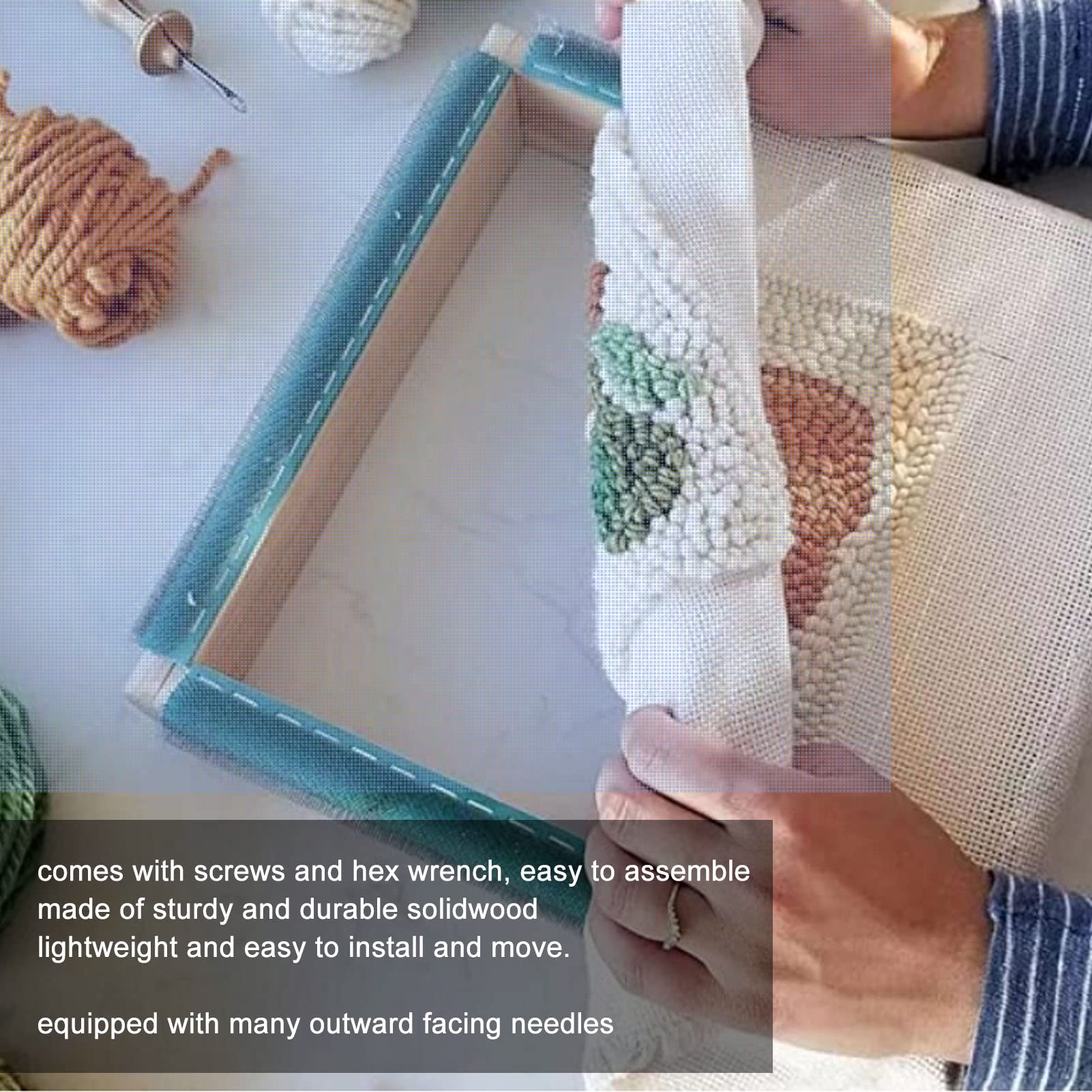 QANYEGN Wooden Tufting Frames, Rug Hook Frames, Embroidery Strip Frames, Tapestry Frames with Screws for Tufting, Crafts Table Stand Frames (4 Sides 15.7 Inches Wide)