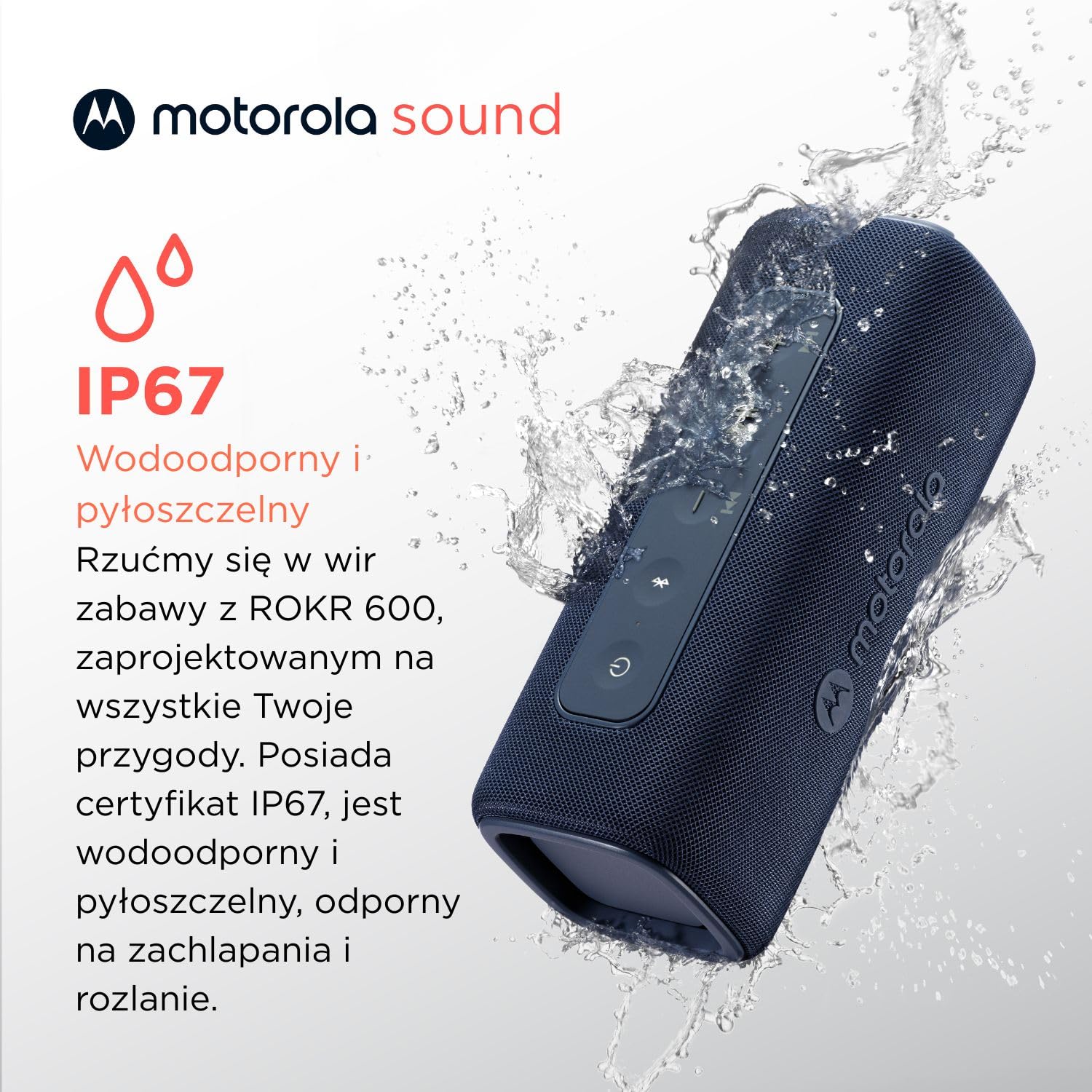 Motorola Sound ROKR 600 Głośnik bezprzewodowy Bluetooth – mocny dźwięk 30 W, wodoodporność i pyłoszczelność, 6 godzin odtwarzania, kolor niebieski