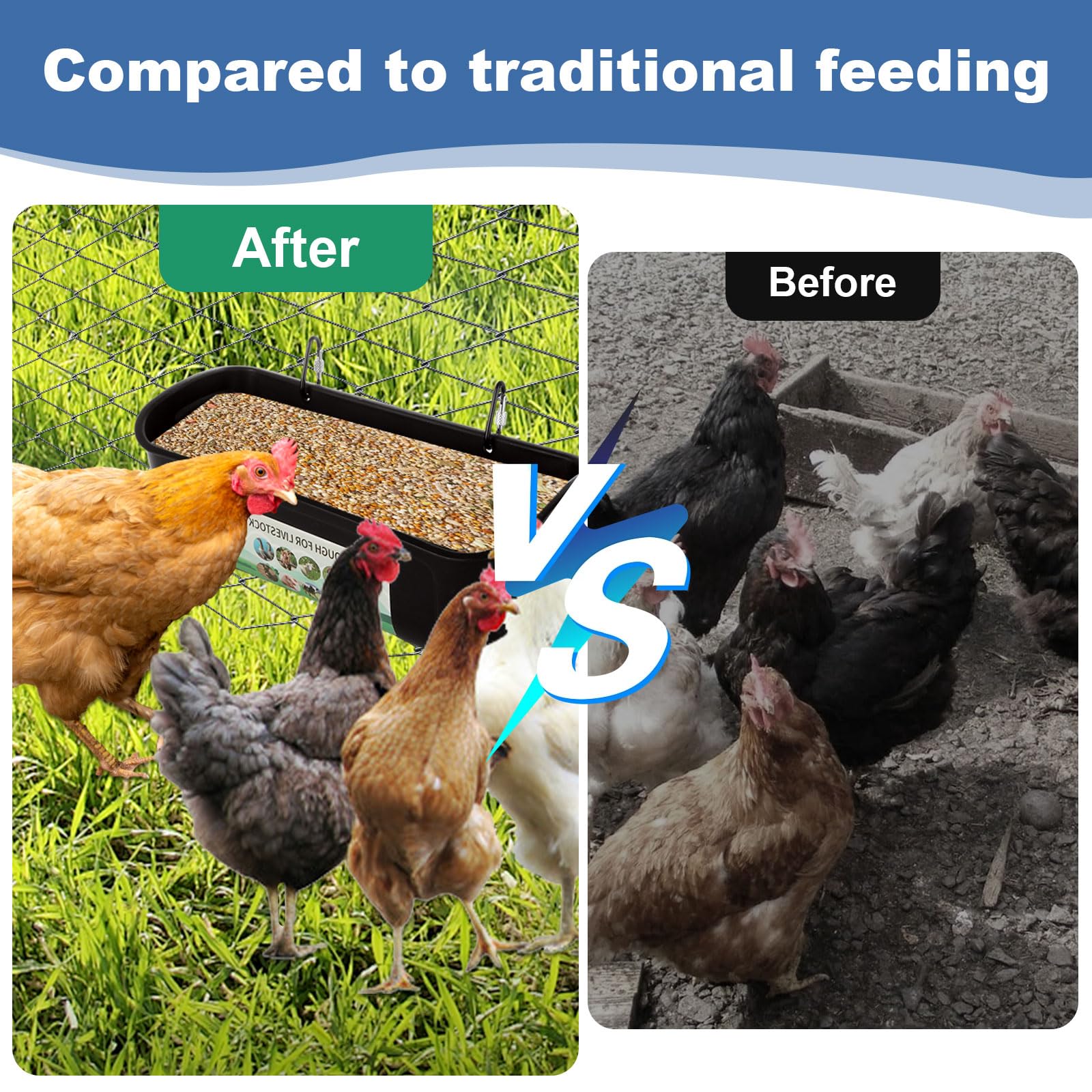 YAYODS Confezione da 6 mangiatoie e abbeveratoi per polli, mangiatoie per anatre e capre, con clip, contenitore per alimentazione per bestiame e pollame, nero