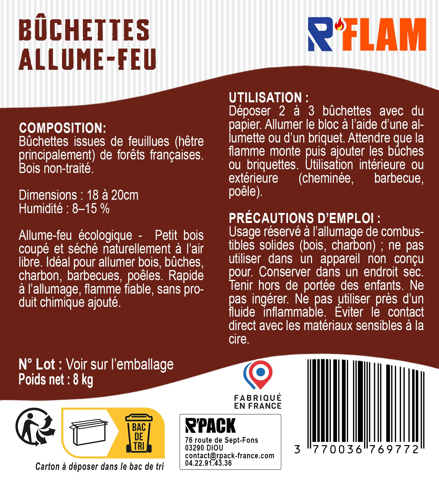 Bûchettes d’Allumage en Bois Naturel – Allume-Feu Écologique pour Barbecue, Brasero, Four à Bois, Cheminée, Poêle, Cuisinière – Allumage Facile & Rapide (8KG)