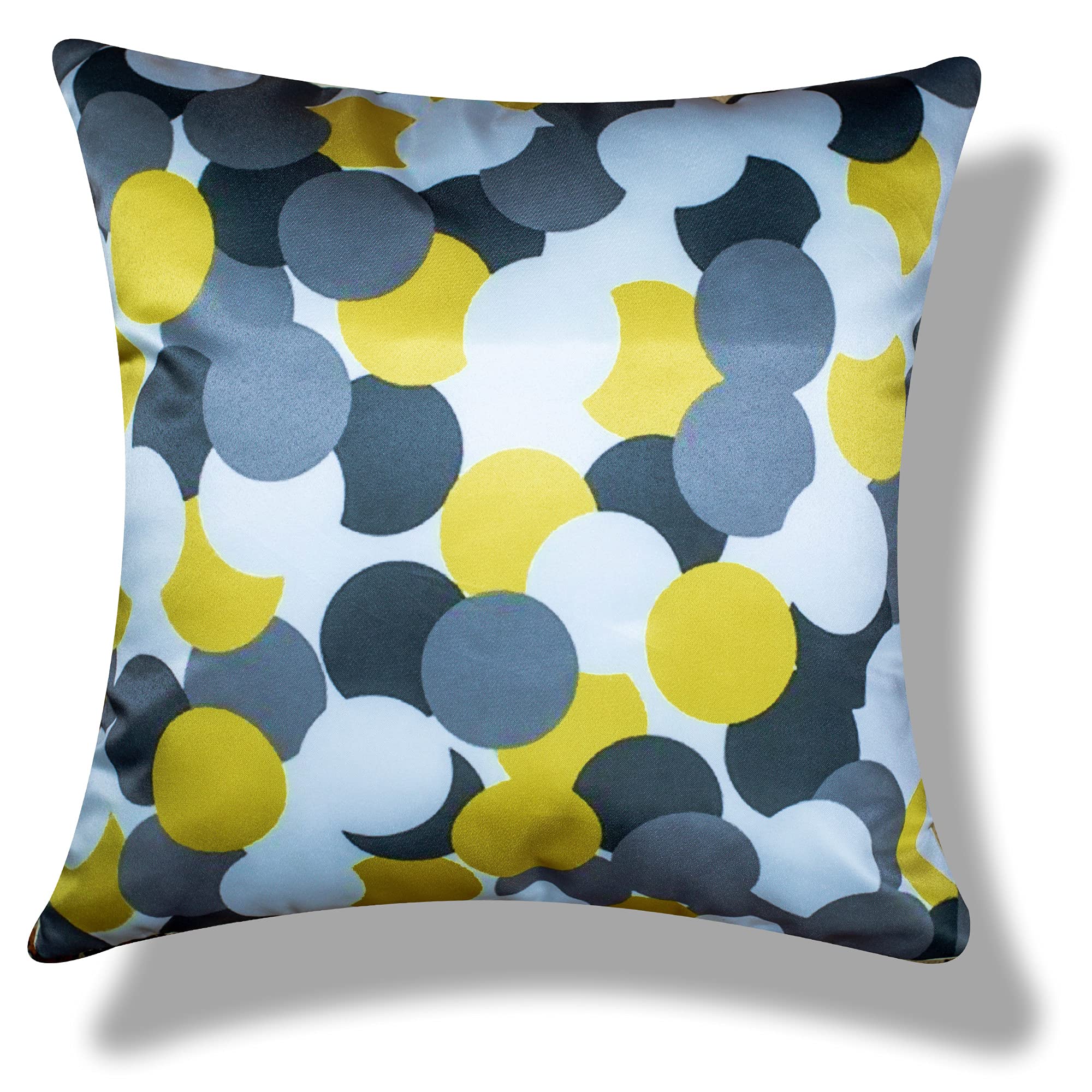 Vendola Canary Microfiber Satin 250TC Cushion Pillow Covers, Multicolor, Set of 5 (24X24 Inches, Canary) 3
