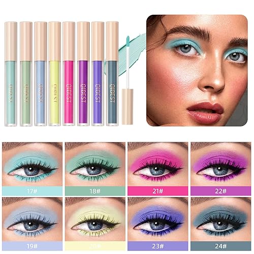 SUMEITAN - Juego de sombras de ojos líquidas mate de 8 colores altamente pigmentadas coloridas ligeras de sombra de ojos líquida mezclables