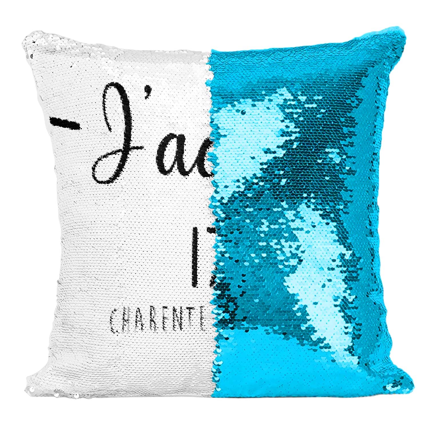 Coussin sequin j'adore 17 Charente-Maritime cadeau souvenir idéal pour les proches