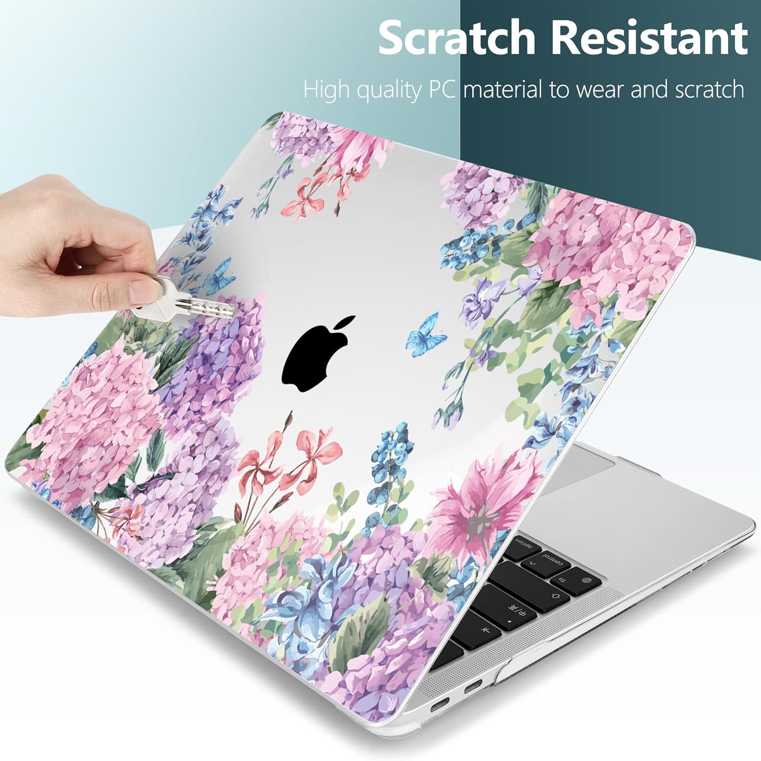 TWOLSKOO Hard Shell Case Keyboard Cover Skin Screen Protector for 2021-2018 Release MacBook Air 13 inch Model A2179 A1932 A2337 M1, Colorful Hydrangea - Image 3