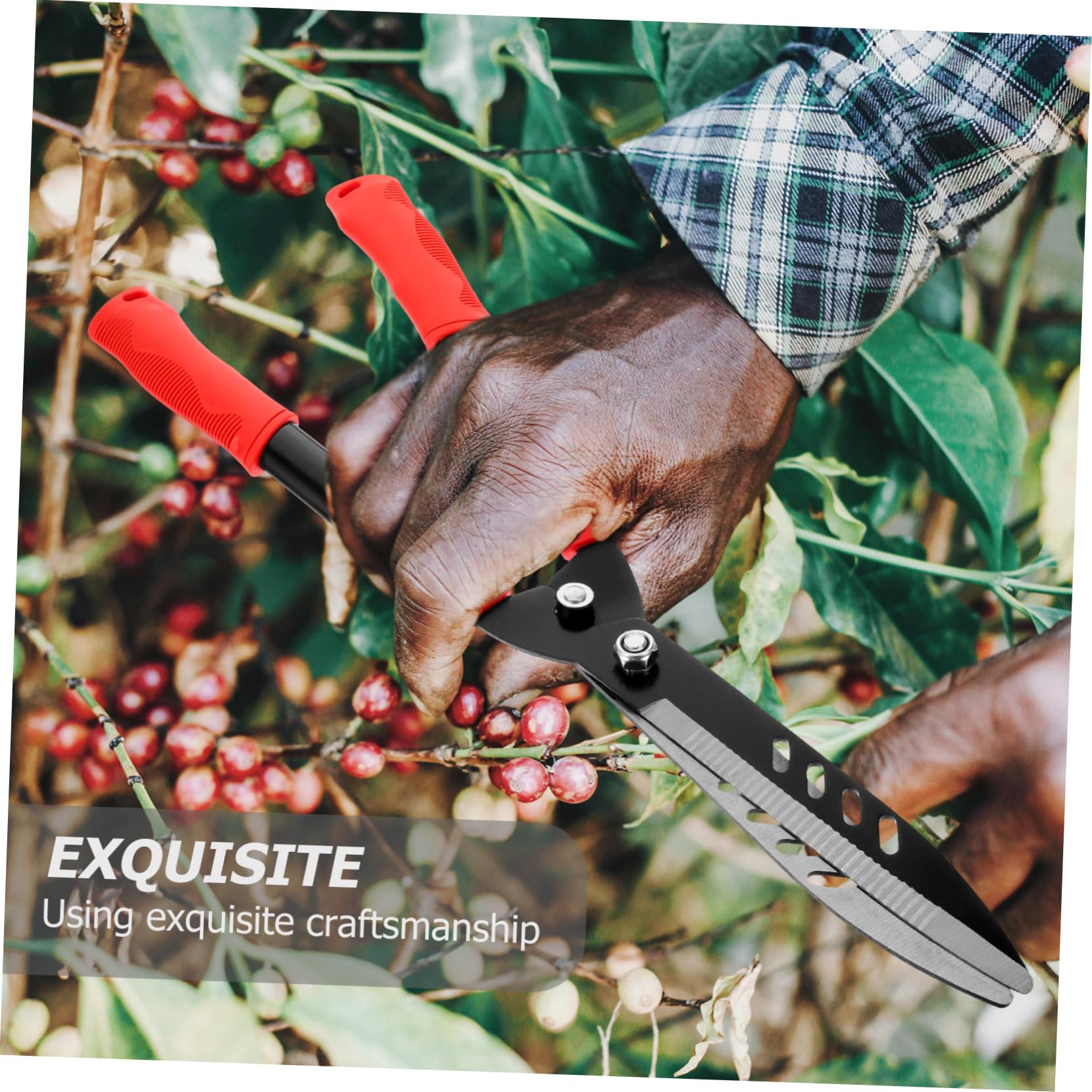 Tijeras de Setos Manuales de Acero Negras para Poda y Césped | 1 Pieza, Mango Ergonómico de Ahorro de Esfuerzo, para Recortar Setos y Mantener el Jardín