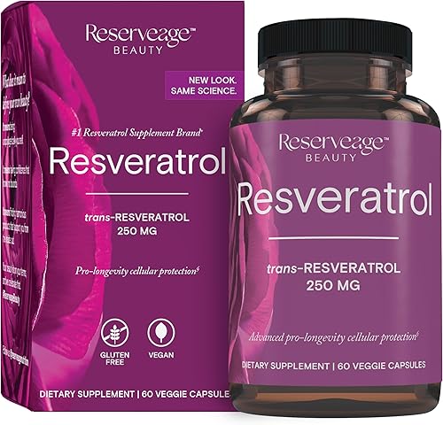 Reserveage Beauty, Resveratrol 250 mg, suplemento antioxidante para la salud cardíaca y celular, apoya el envejecimiento saludable y el sistema