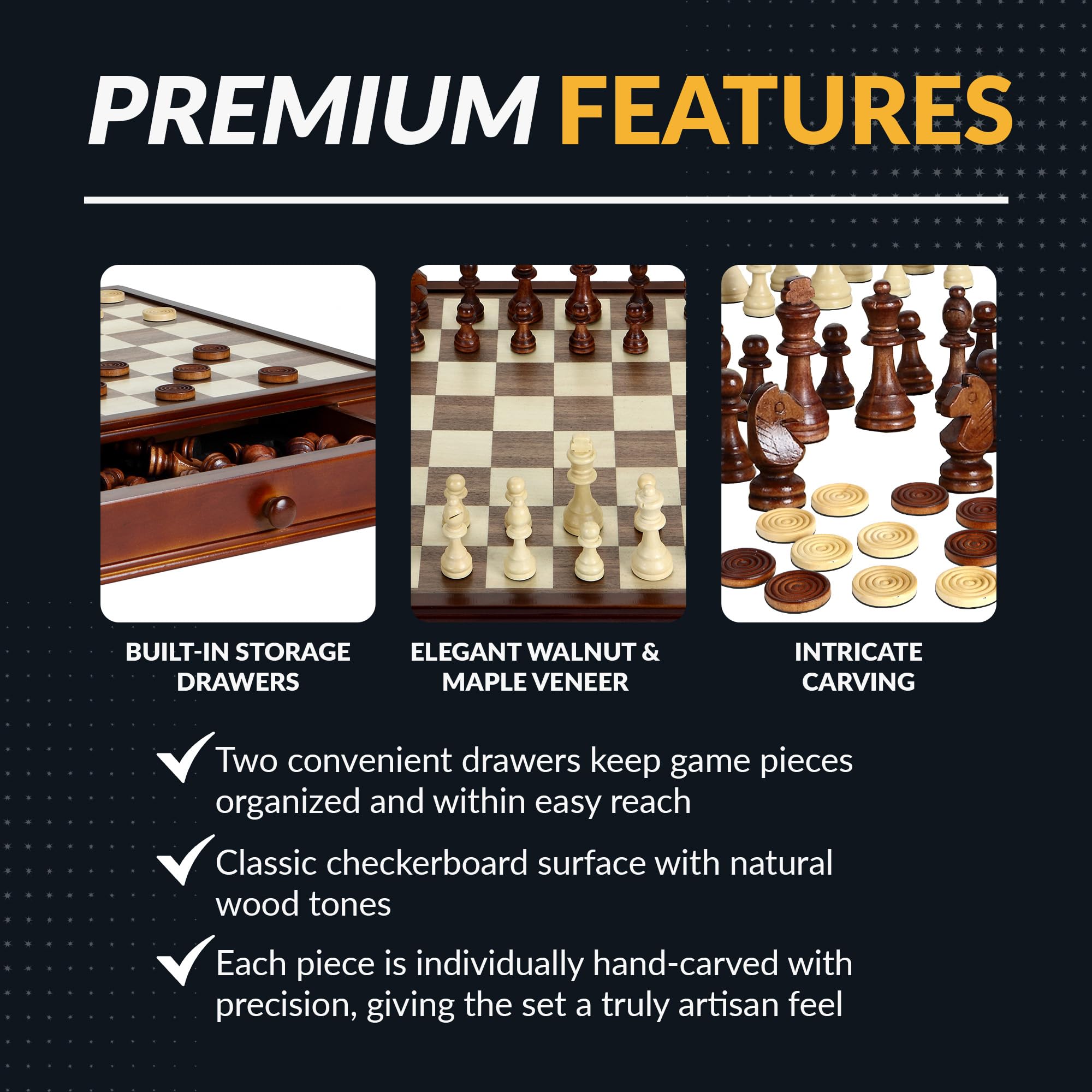 Amazon.com: Hathaway Prodigy 19-in Wooden Chess and Checkers Set
