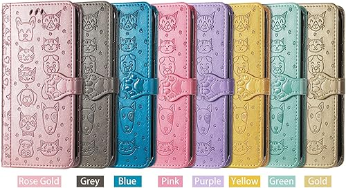 Miniatura 7 de CCSmall Funda tipo cartera para Motorola Moto Edge 2021 (6.8 pulgadas), diseño de dibujos animados, estilo gato y perro, con tarjetero de