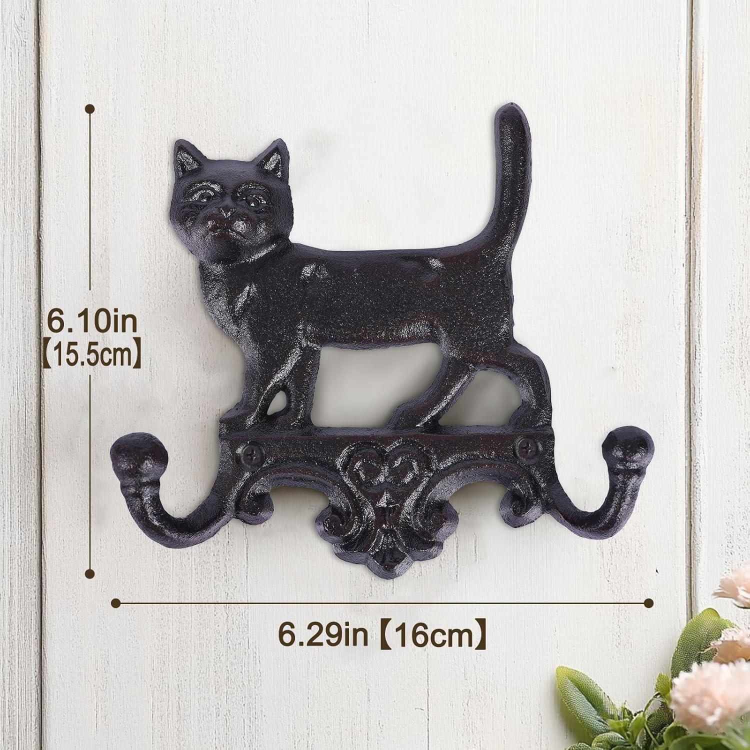 Cast Iron Cat Wall Mounted Hooks,for Wall Decorative Dog Family Key Holder Utility Hooks,Gift for Holder Rack Self Towels, Hats, Shower, Kitchen, Living Room, Office, Garage, Garden, Outdoor (Cat)