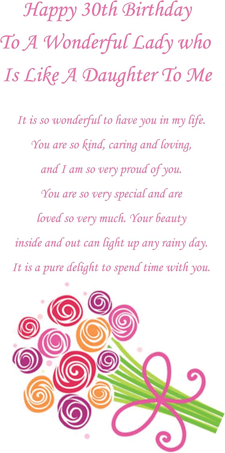Happy Birthday Like A Daughter Like A Daughter 30Th Birthday Card : Amazon.co.uk: Stationery & Office  Supplies