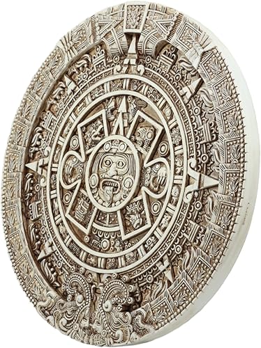Miniatura 4 de Ebros Gift Mexica Aztec Maya Solar Xiuhpohualli  Tonalpohualli Calendario de pared auspicioso pintado a mano Escultura decorativa de 1075 pulgadas