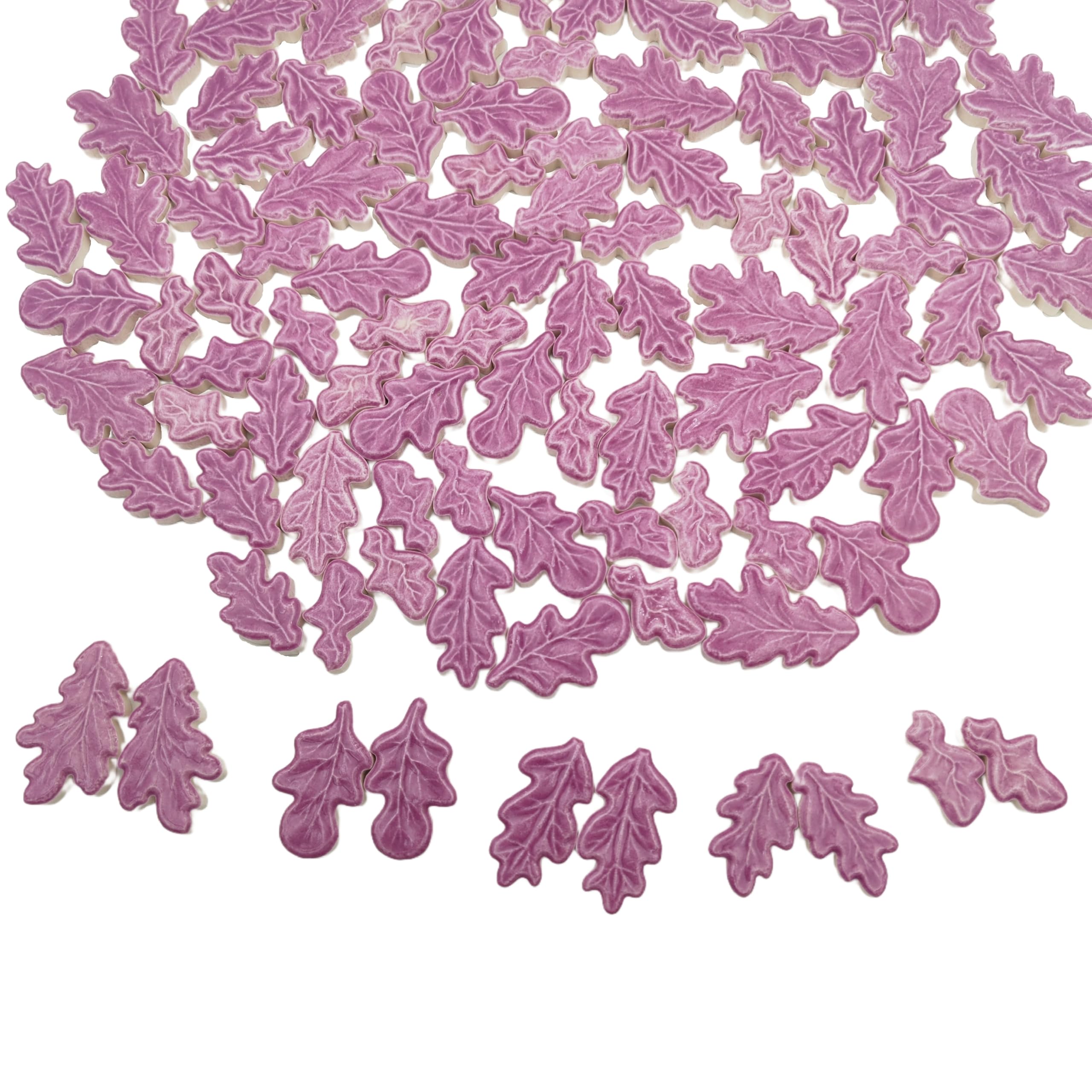 500g Wavy Leaf Ceramic Mosaic Tiles, 5 Size (2.7-4CM) Random Making Creative Mosaic Pieces for DIY Mosaic Craft Supplies, Home, Outdoor Decor (Purple)