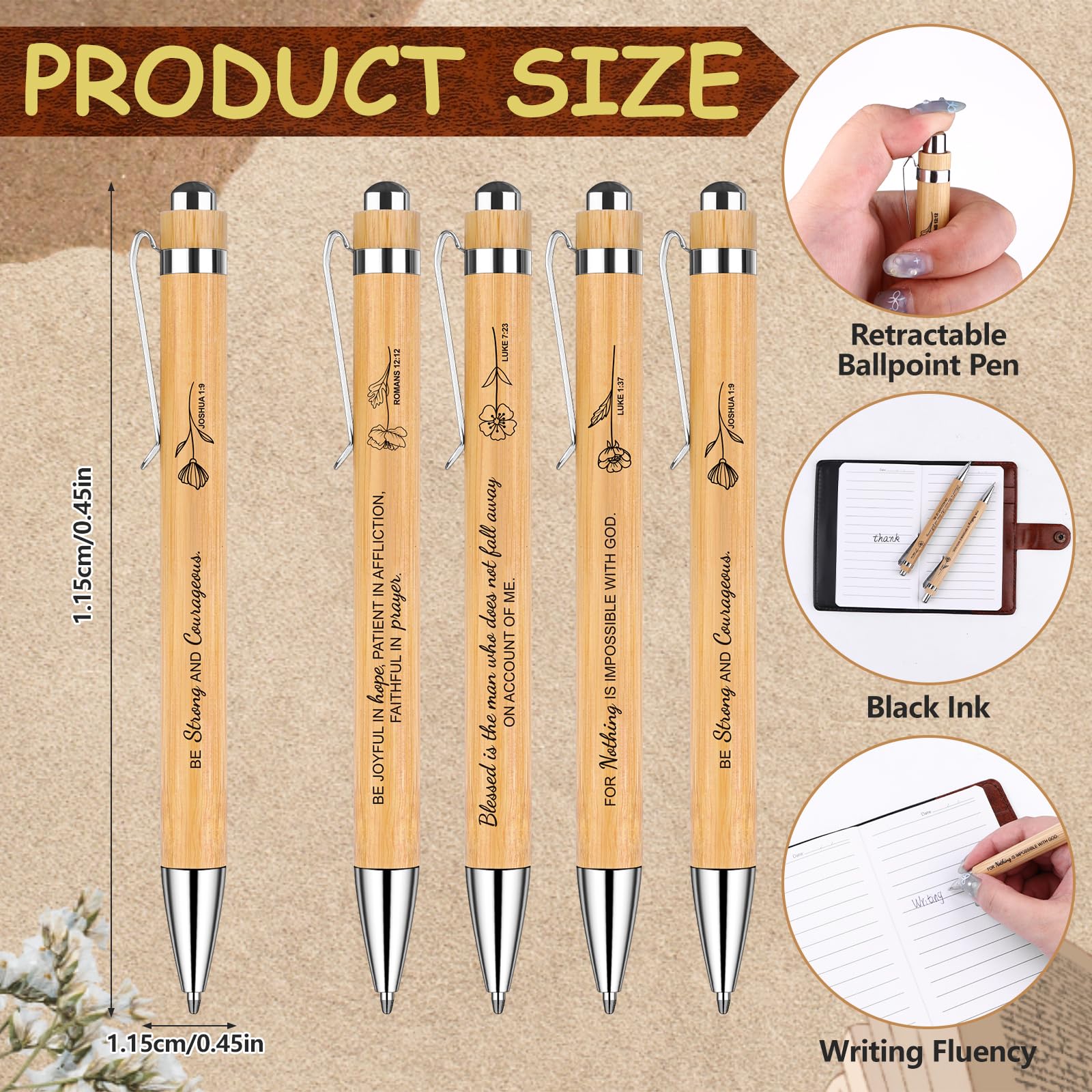 8 Pcs Christian Gift Bulk Leather Prayer Journal Christian Notebook with Bible Verse Pens Religious Gifts for Men Women Church Sunday School Bible Study Supplies - Image 3