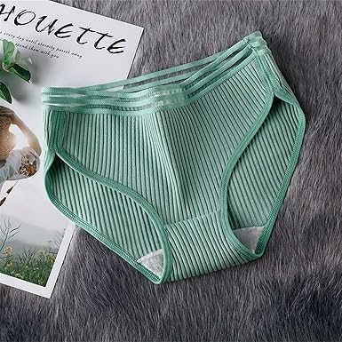 Amazon.com: Bragas de mujer Comfort Bragas 100% algodón puro a rayas huecas  bragas de mujer cintura baja suave ropa interior femenina agradable a la  piel calzoncillos señora íntimos (color: verde, tamaño: mediano) :