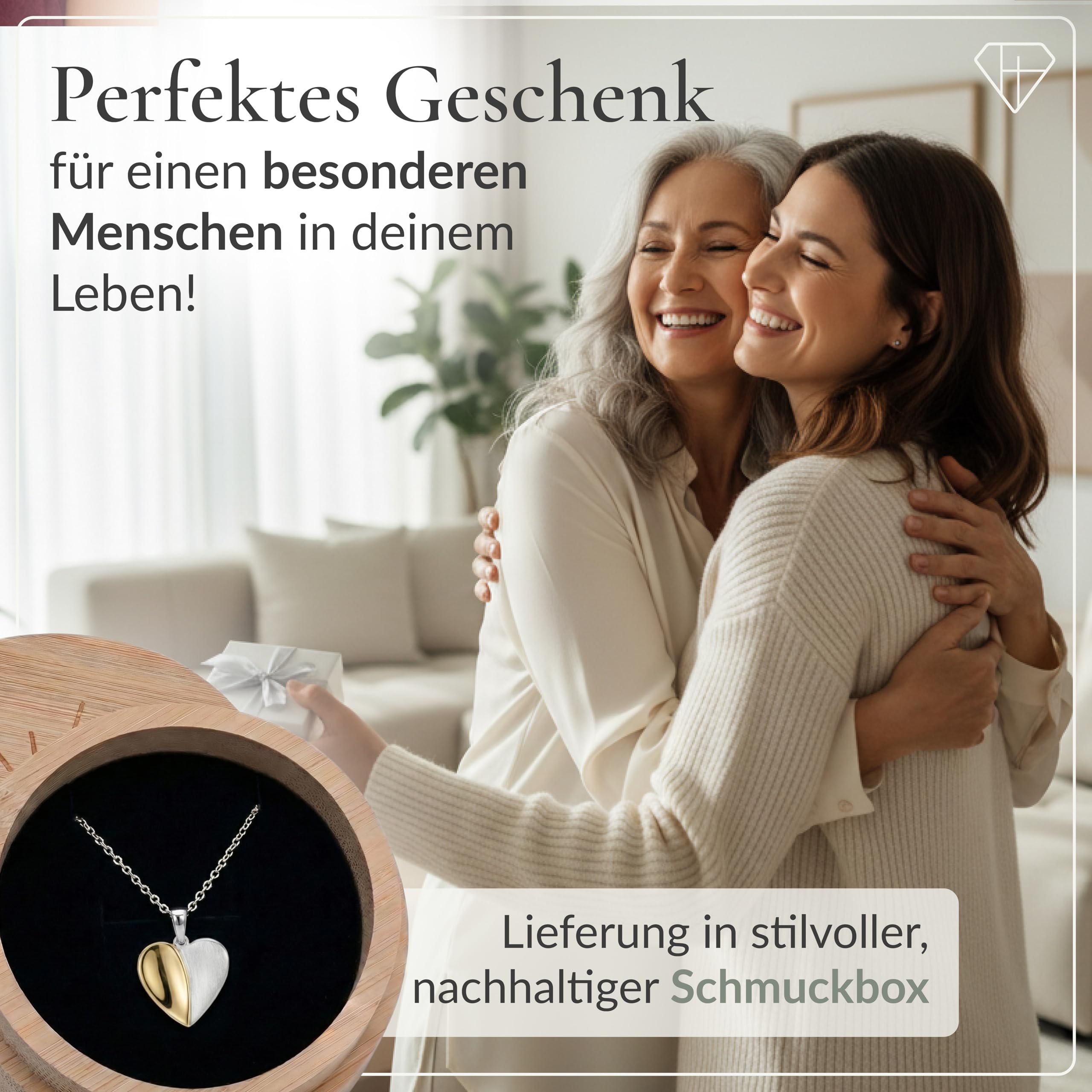 Hannah’s Treasures Herzkette Silber 925 Damen Kette Herz mit Anhänger
