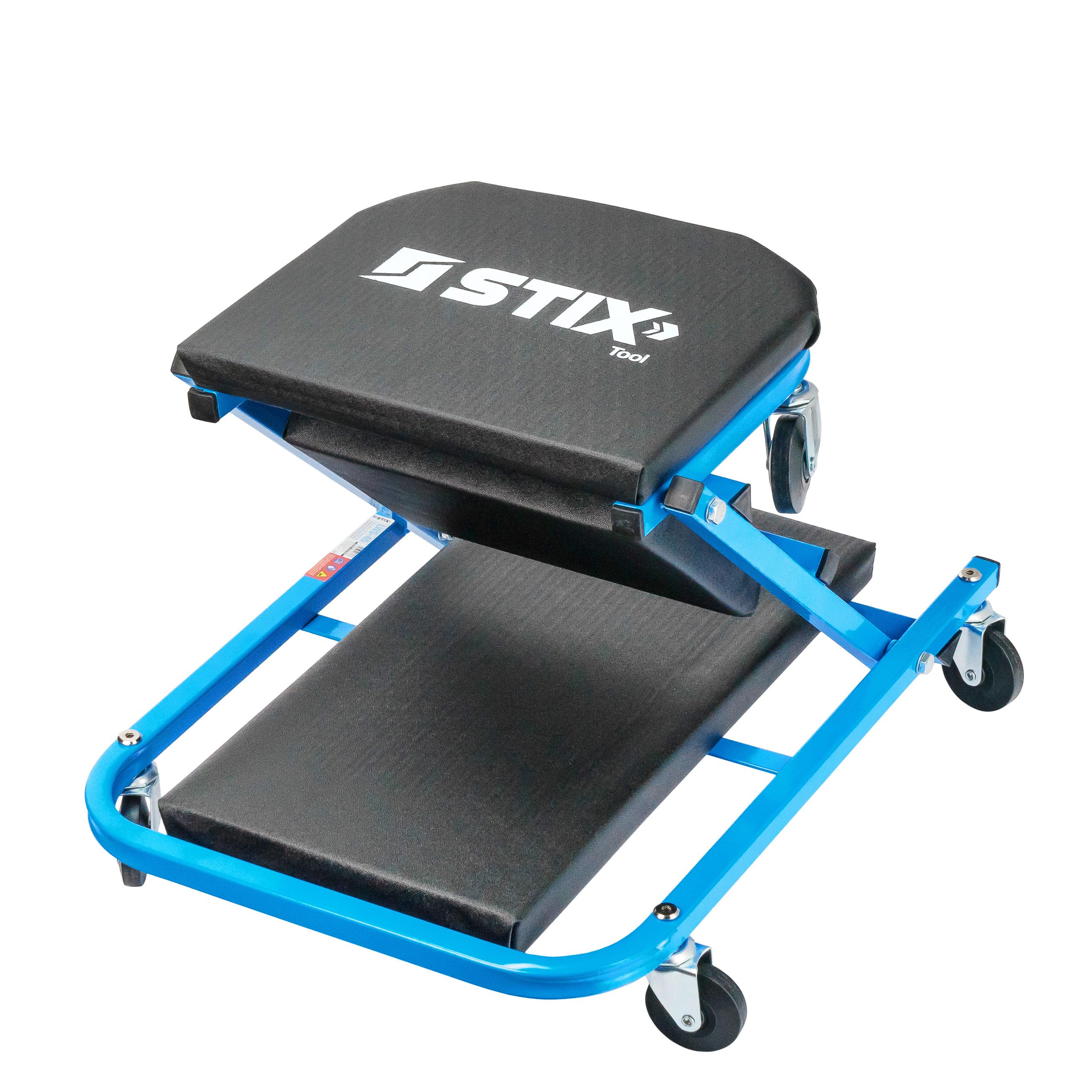 Stix Camilla y Taburete de Taller 2 en 1 LWS-40 Capacidad 150 kg Altura 12 cm Estructura de Acero con 6 Ruedas giratorias y Acolchado ergonómico
