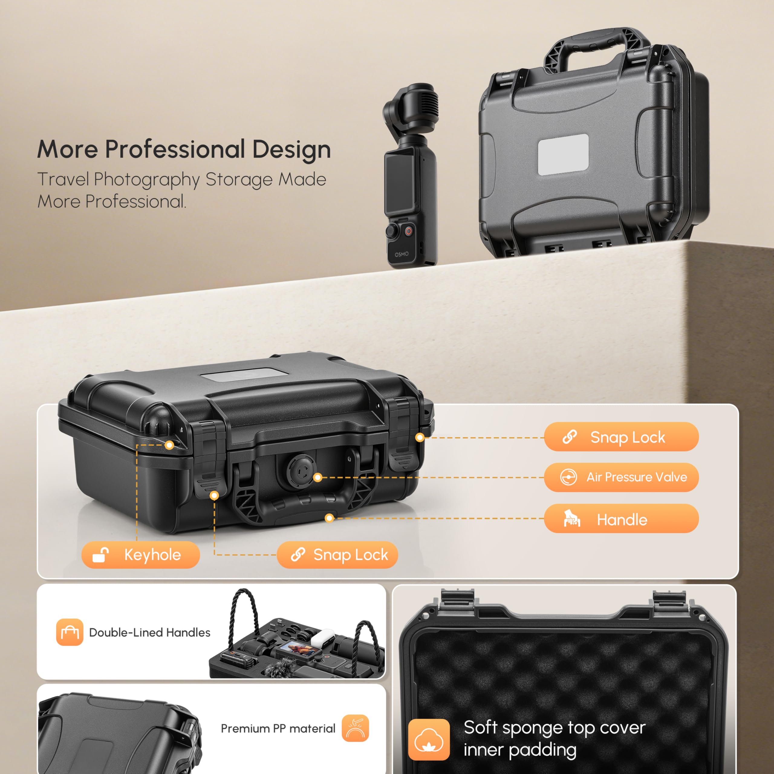 STARTRC Photo Coffret Rigide Étui Étanche pour DJI Osmo Pocket 4, Boîtier Double Paroi pour DJI Pocket 4 Creator Combo, Sac de Rangement Multifonction Grande Capacité (Coffret Seul)