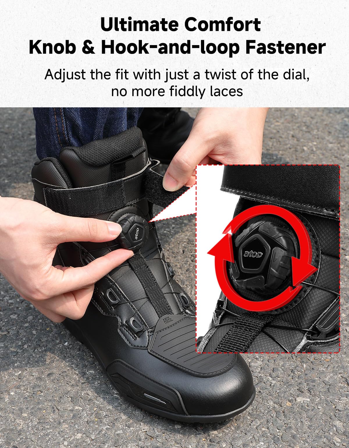 KEMIMOTO Scarpe Moto Uomo, Stivali Moto Uomo Impermabile Traspirante con Scarpa ATOP, Antiscivolo Scarpe da Equitazione Stradale con Supporto alla Caviglia