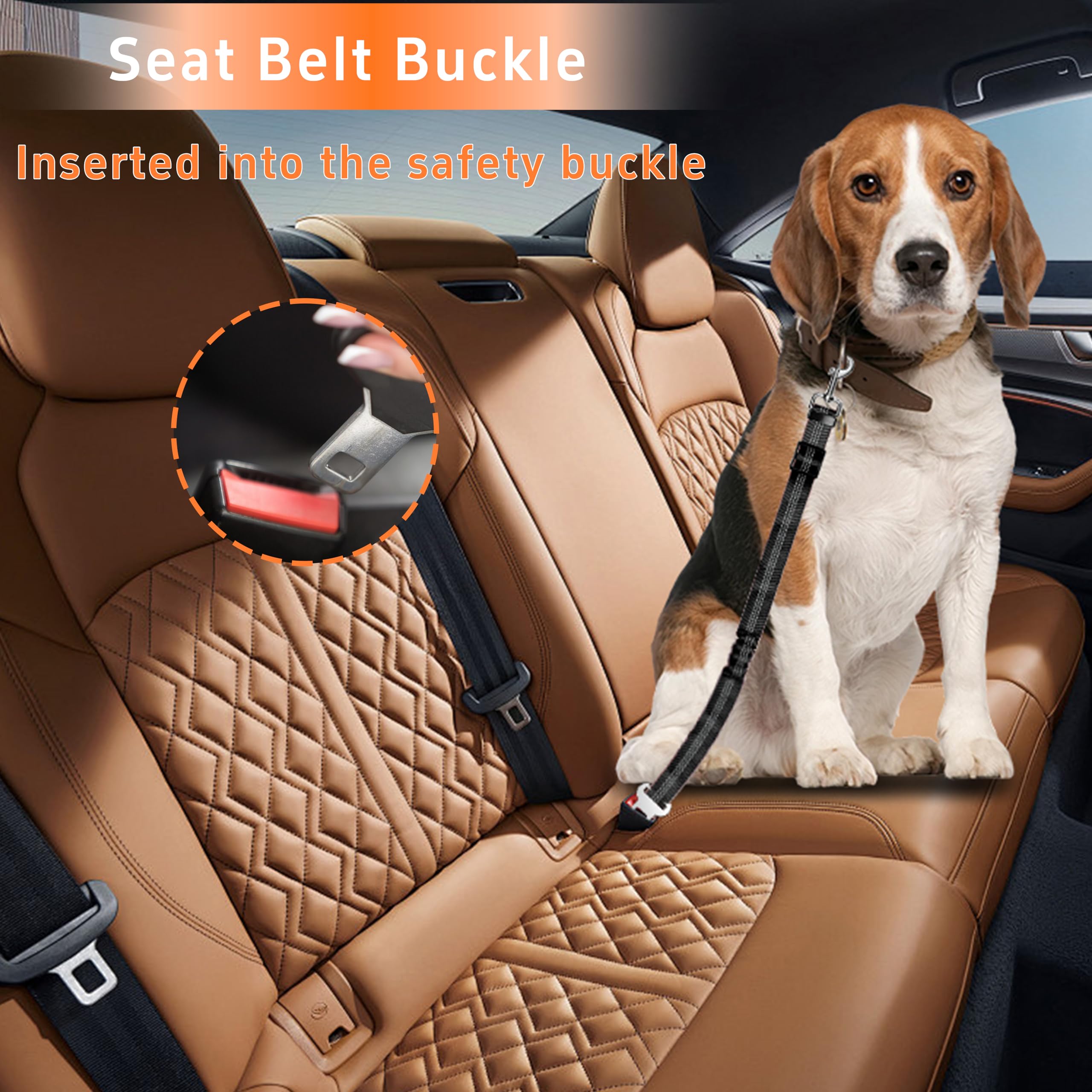 Dog Car Seat Belt Set - 3 Piece Retractable Harness, Adjustable Reflective Seatbelt for Vehicle Headrests, Safety Restraint, Heavy Duty & High Elastics, Black - image 4