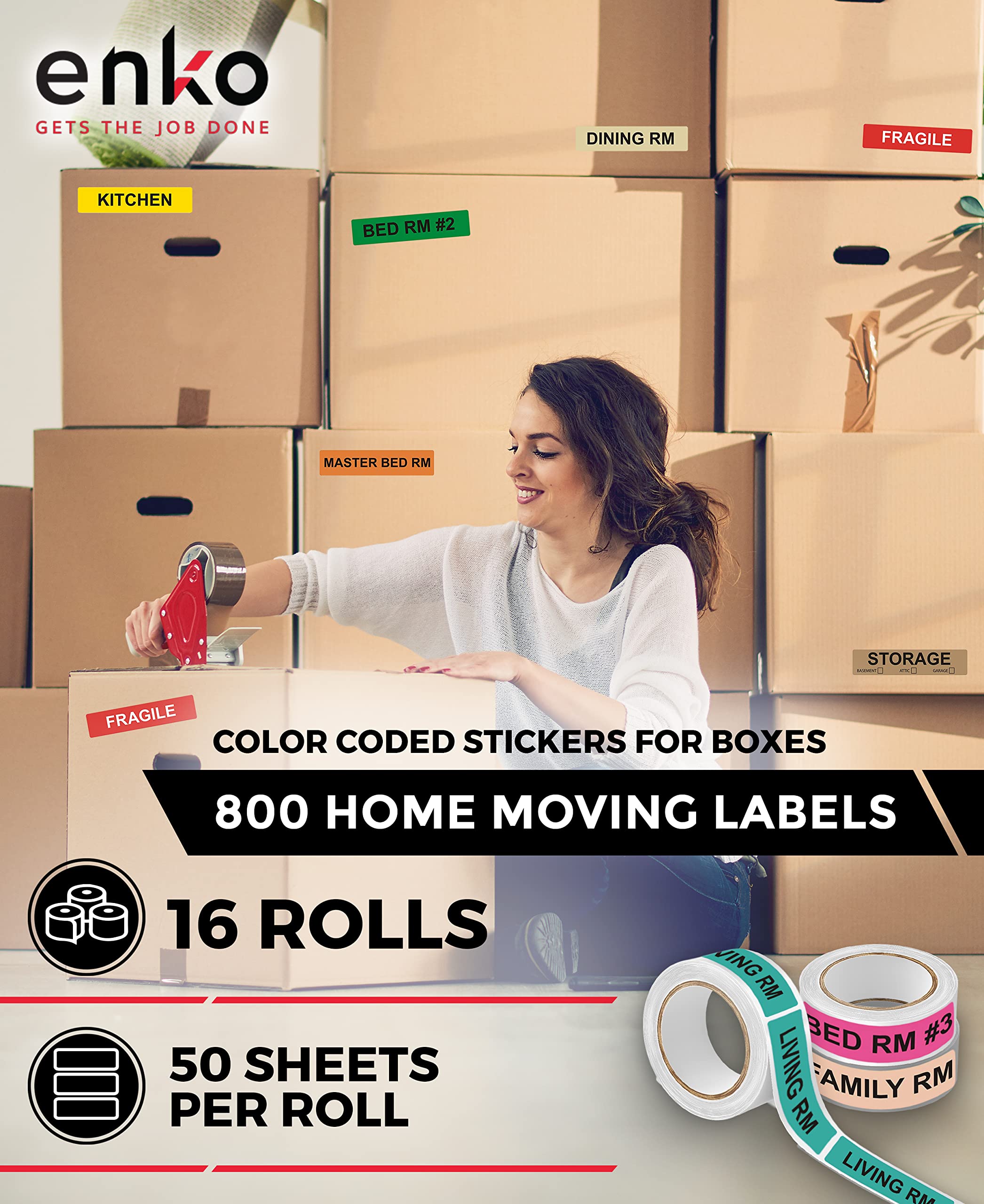 Buy enKo Home Moving Packing Labels Stickers for Box Color Coded