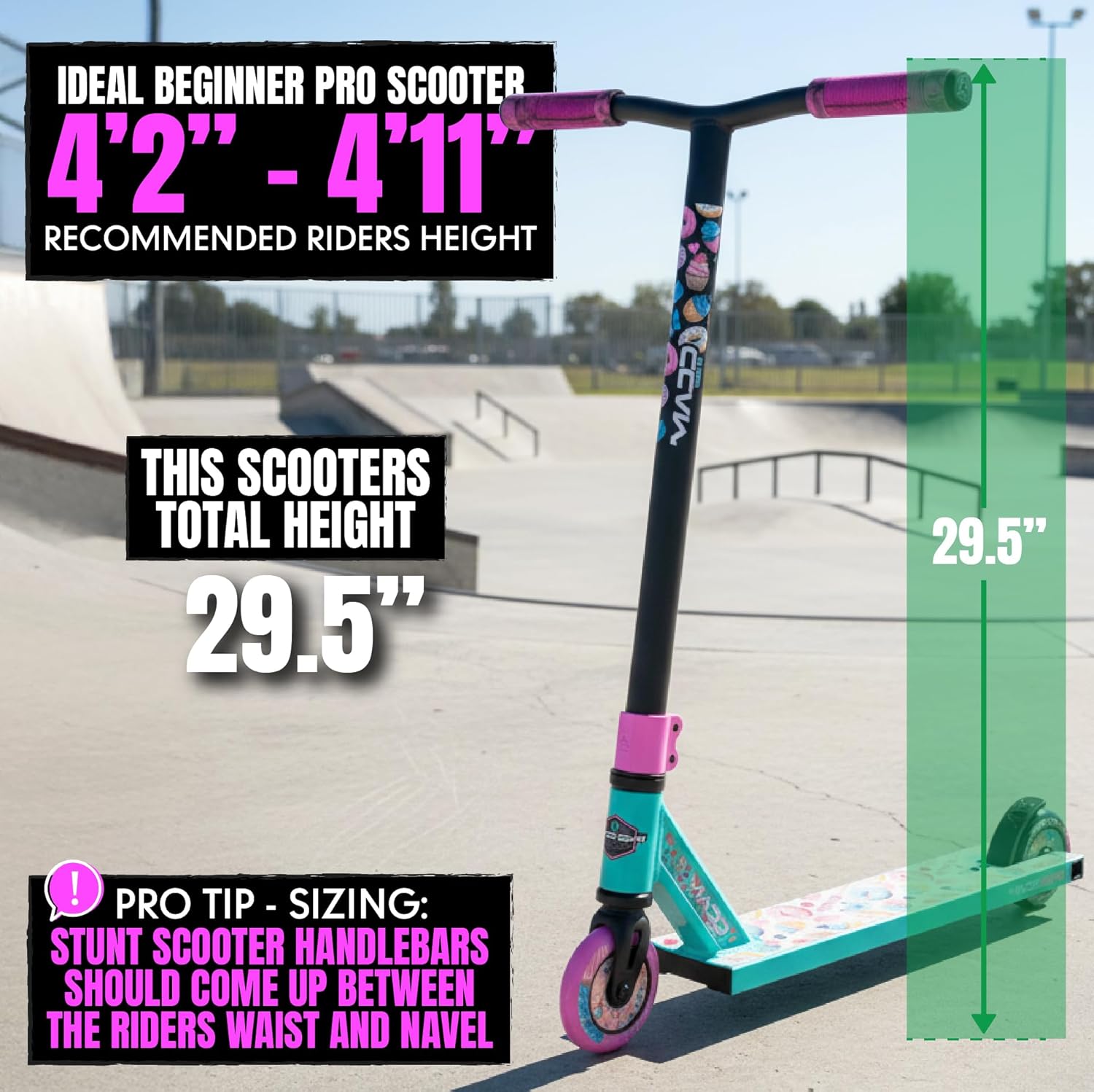 Pro Stunt Trick Scooter for Kids Ages 5-12 – Lightweight Durable Freestyle Kick Scooter for Skatepark and Street – Easy Assembly – Madd Gear MG2