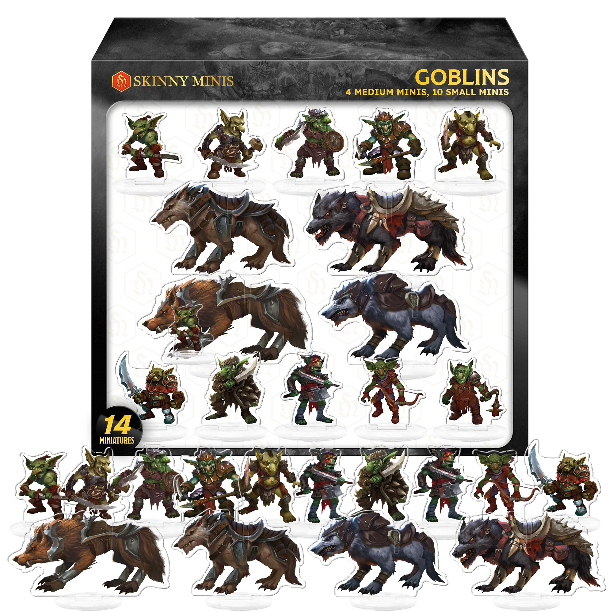 Skinny Minis D&D-Compatible Goblin Miniatures, 2D Miniatures with Double-Side...