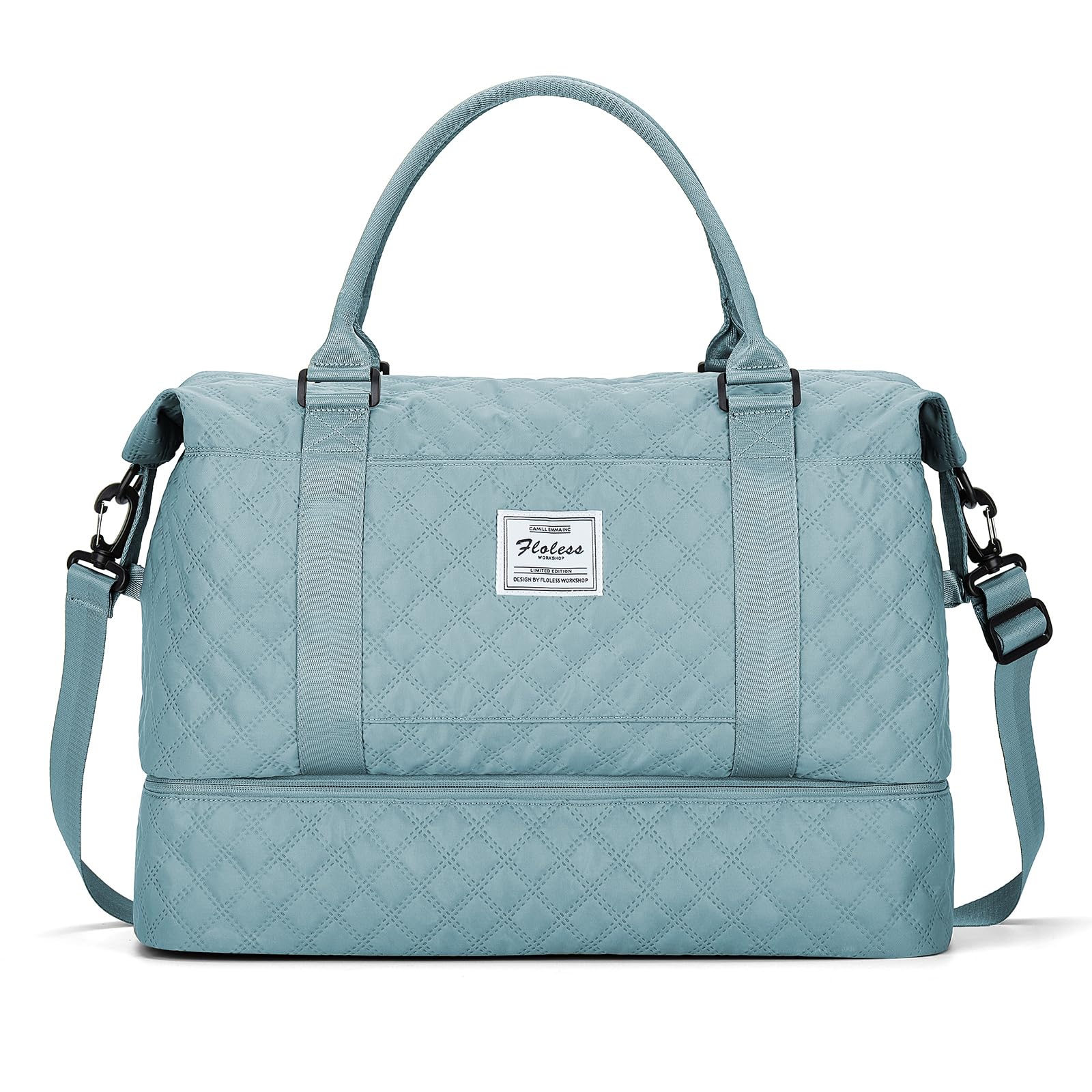 Borsone da Viaggio Donna, Bagaglio a Mano Borsa da Viaggio con Scomparto per le Scarpe, Borsa Sportiva Borsone da Palestra Grande, Borsa da Weekend, Borsa per Ospedale,H2-Blu chiaro