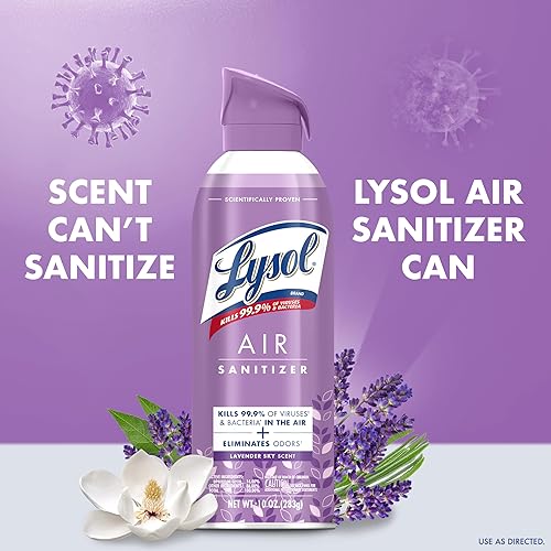 Miniatura 49 de Lysol Paquete que contiene 2 aerosoles desinfectantes Lysol para superficies duras y suaves, lino crujiente, 19 onzas líquidas + Lysol Air Sanitizer