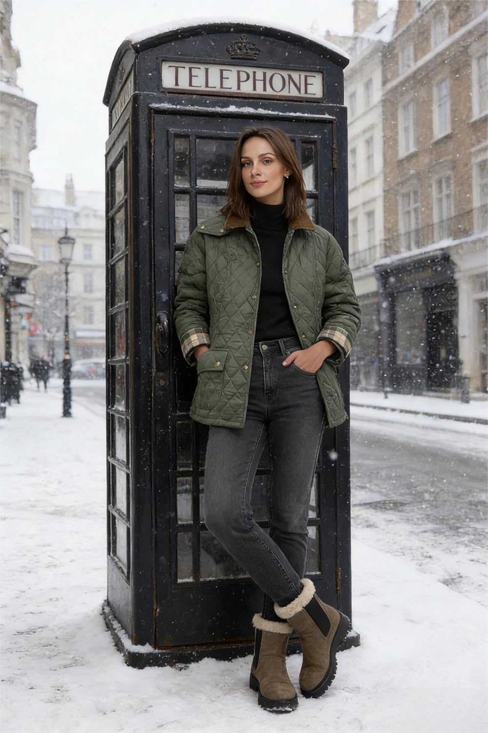 VAOYIU Women's Diamond Pattern Quilted Jacket Cuff Patterns Button Up Casual Cardigan Padded Coat with Side Pockets