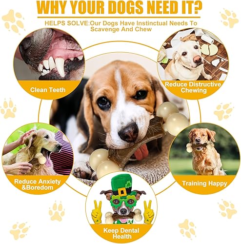 Miniatura 2 de Sosation Paquete de 3 juguetes masticables para masticadores agresivos, juguetes de hueso de nailon con sabor a carne de res, juguetes para