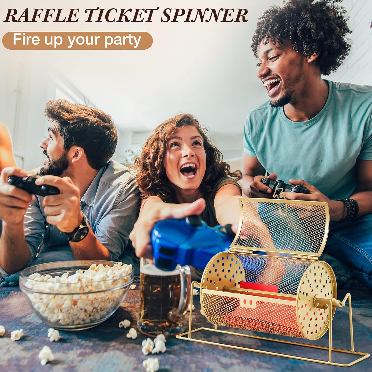 Teenyyou 2 Pcs 7" X 4.7" Small Raffle Drum Upgraded Ticket Spinner Holds 600 Tickets Raffle Wheel Spinner with Stand Drum Cage for Games Events