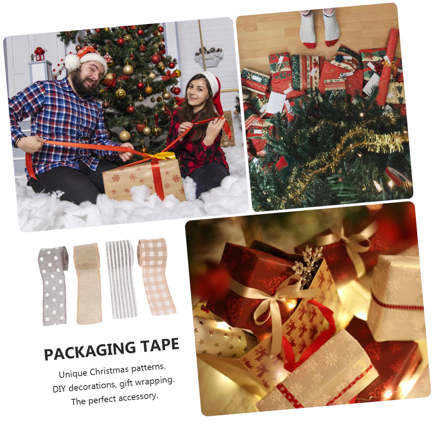 TEHAUX 6rollen Weihnachts-linienband Langlebige Dekorative Geschenkverpackungsbänder Mit Festlichen Mustern Für -projekte Und Festliche Anlässe