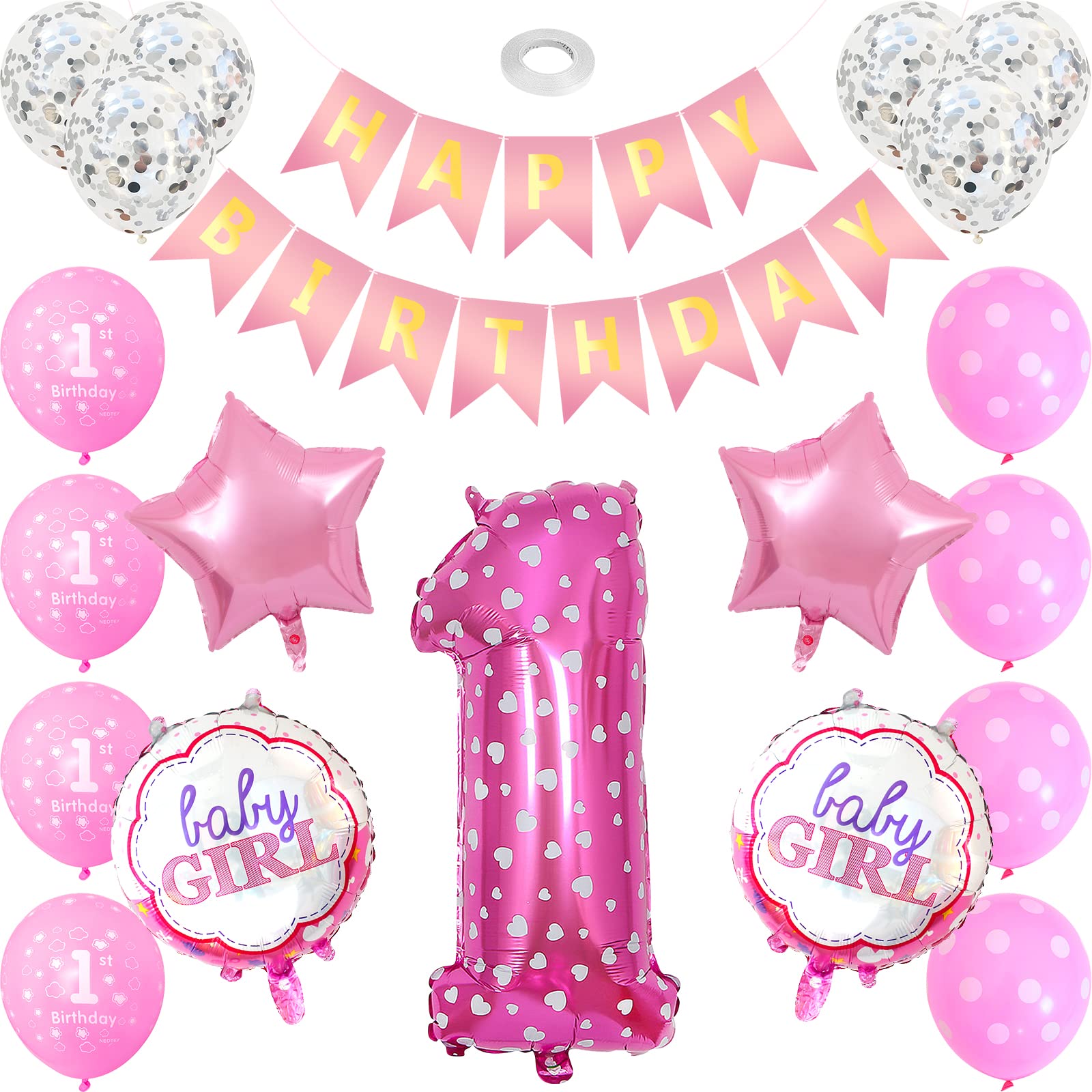 Buy onehous 1st Birthday Decorations Girls, Happy Birthday Bunting