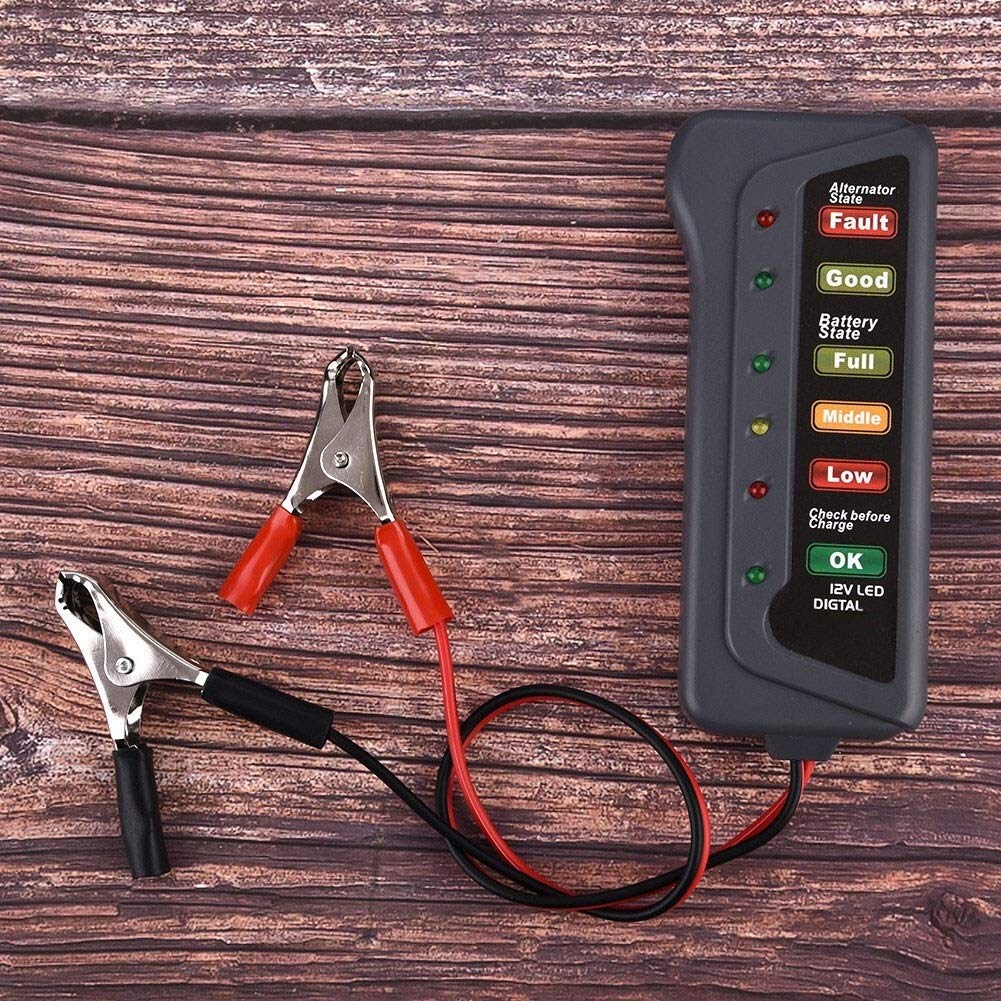 Broco Testeur De Batterie Et Alternateur 12V - Analyseur Digital LED Pour Voiture Et Moto