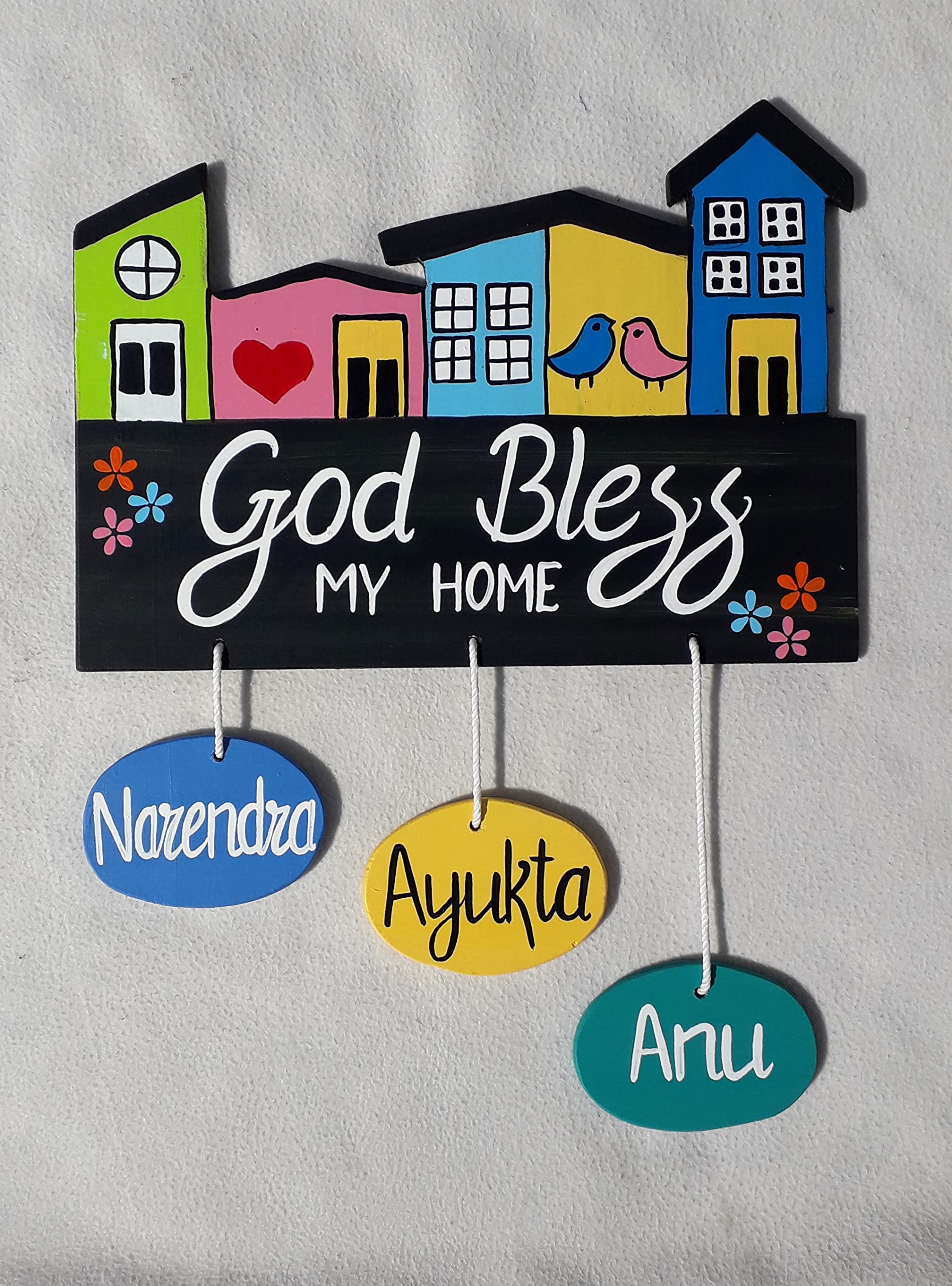 Personalized Wooden Name Plate - Rose Garden Design -4