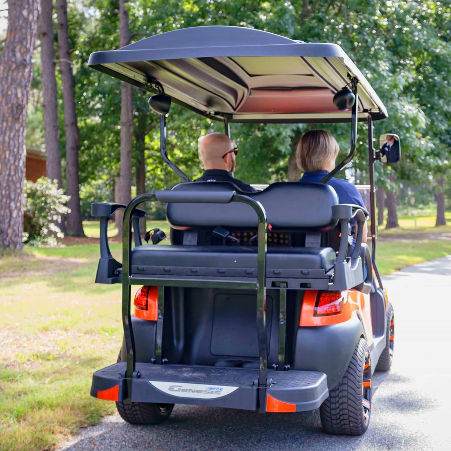 MADJAX Genesis 300 Rear Seat Kit for Club Car Precedent (04-21) / Onward (17-Up) / Tempo (18-Up) Golf Cart (Deluxe Cushions, Black)