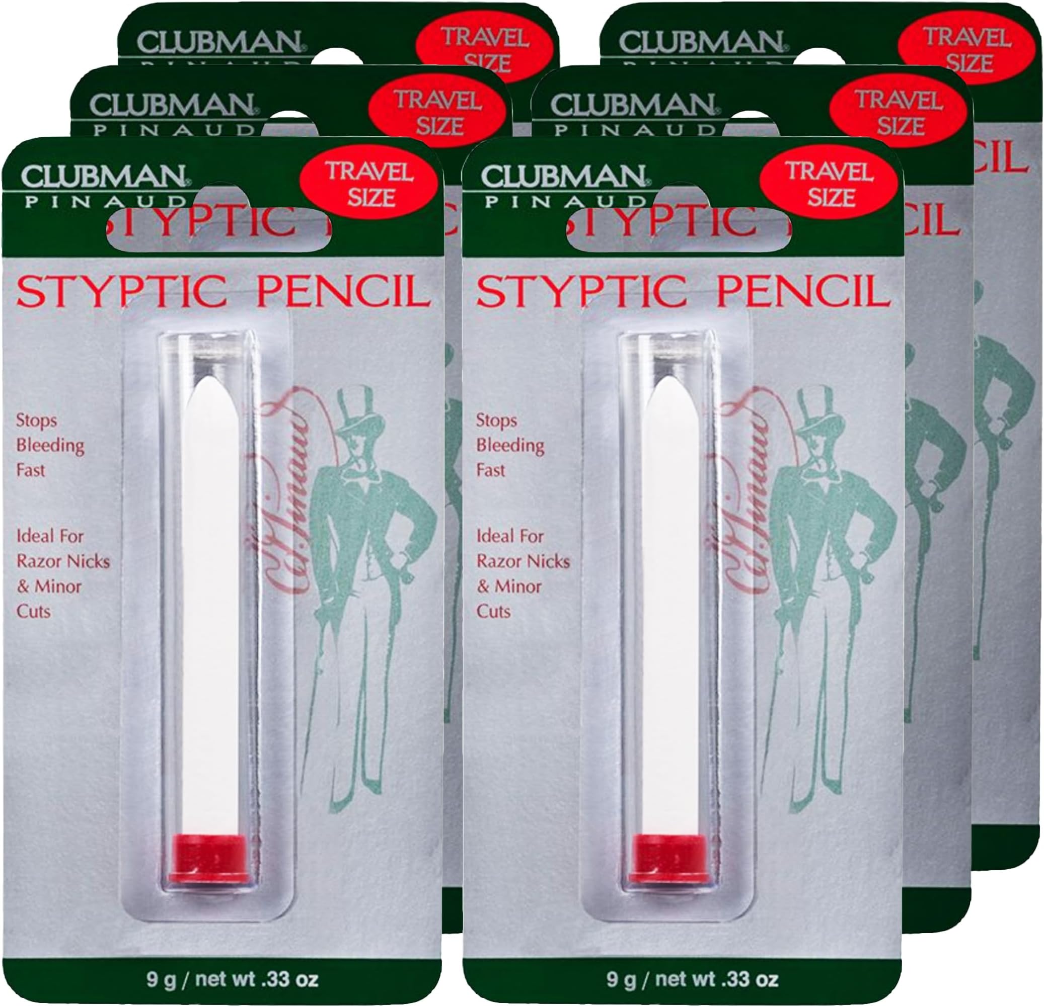 Clubman Pinaud Travel Size Styptic Pencil, 0.33 Ounce (Pack of 6)