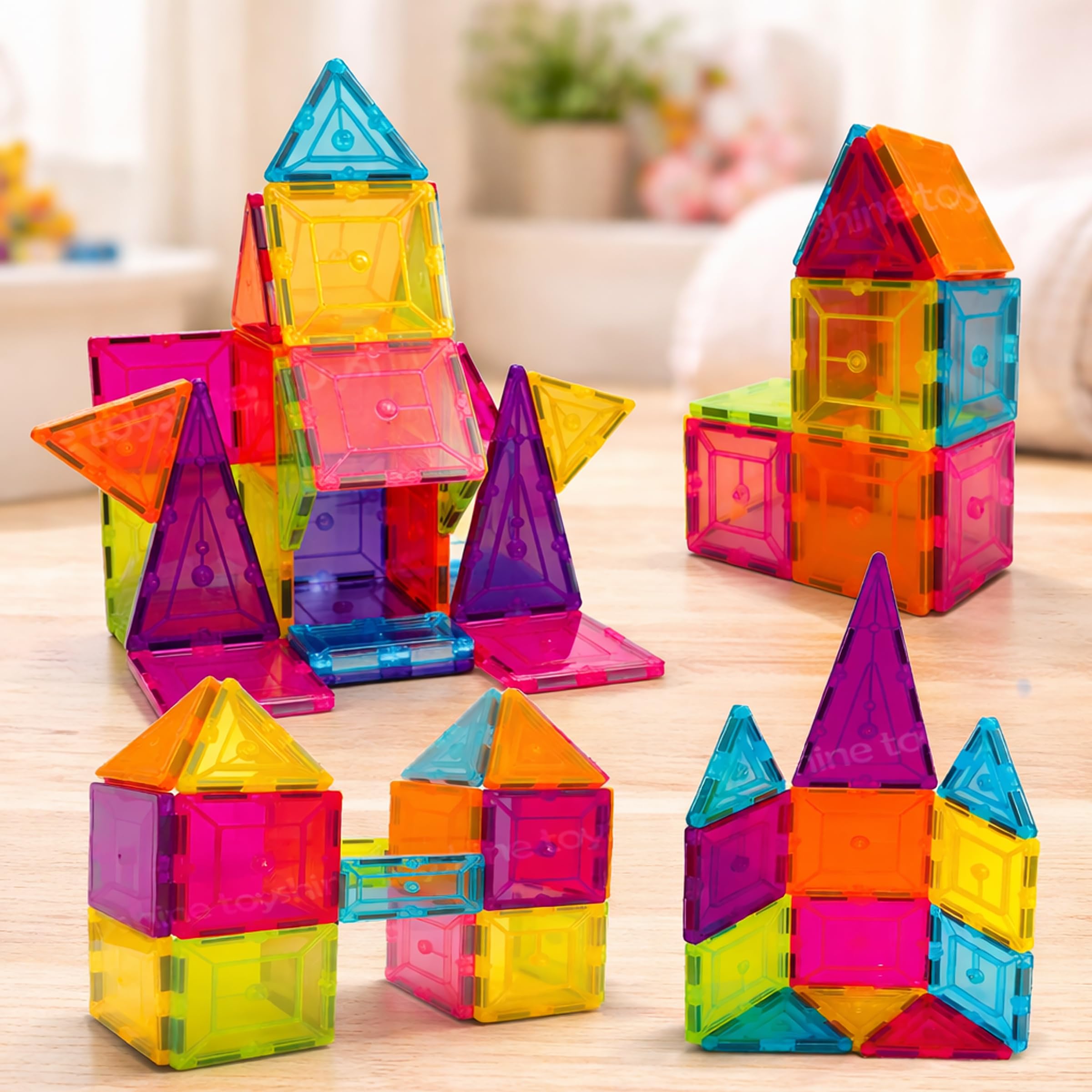 Toyshine Kid 48 Pc Magnetic Tiles Construction Blocks Constructing & Creative Learning Educational Toy Stem Kit For 3+ Yrs,48 Pcs-picture-11
